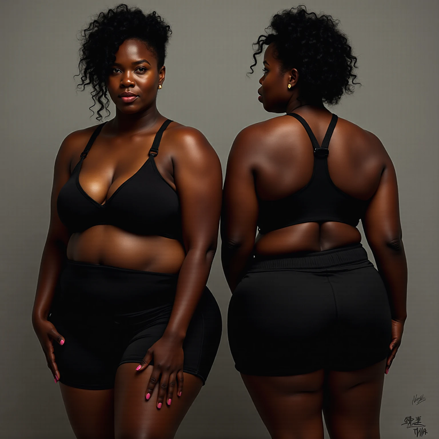 A BLACK Brazilian woman, before and after weight loss, she in fat form, and in athletic form 
