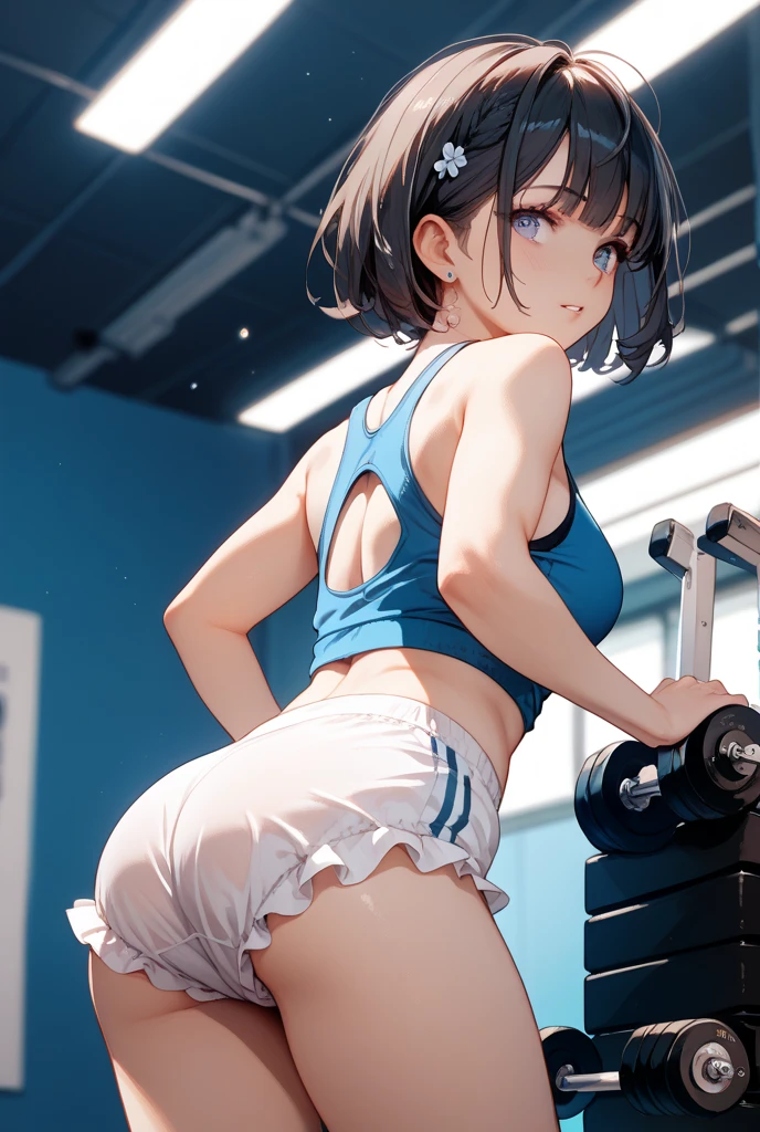 Schoolgirl、Valley Club、short-hair、Realstic、Slender、A sexy、gravure、black haired、Gymnasium --auto