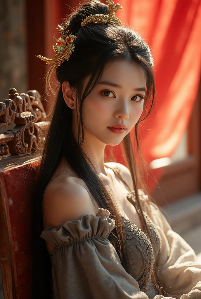 masterpiece, highest quality, HDR, high contrast, ((beautiful girl, Thai Female Soldier)), bun hair, highly detailed lips, detailed eyes, double eyelid, Make-up face. ((flchut thai dresses, strapless shirts)), just showing his face. pretty face. captivating. make-up face. long eyelashes, just showing his face. pretty face. captivating. make-up face. long eyelashes, just showing his face. pretty face. captivating. make-up face. long eyelashes, ((in front of the make-up mirror))