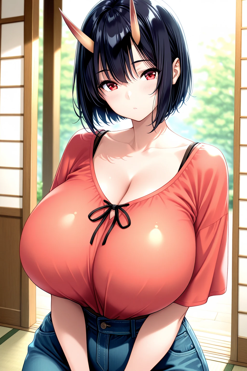 ((Upper body close-up:1.3))、(Very big round breasts,Cleavage:1.9),Anna Yamada,gigantic breasts,A big smile、(:1.7)、(Are standing)、(In the row of cherry blossom trees)、blue sky、(Wearing a collar:1.5)、Earrings、Earrings、bracelet,(Delicate  features:1.5)、(masterpiece, Highest quality, High resolution, Super detailed, 8K, 4K),(Put your hands behind your head:1.9),ponytail,(Beautiful Face:1.5),navel piercing,(:1.2)、Show off your armpits,Spread Armpit、Absurd、Highest quality, (Volupture:1.5)、looks happy、Show your side、Armpit hair、Focus on the chest