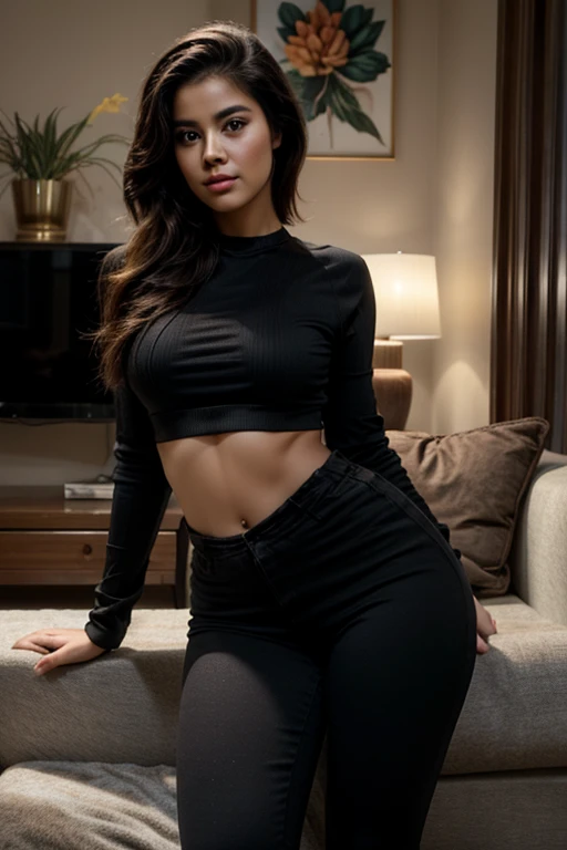 a ????  Girl， beautidful eyes，Red-faced，The lips are slightly open，???? shirt， tight  pants，Camel toes，The lines between the thighs are detailed，black color hair， ponytail，obi strip，Tattooed with，Maximum clarity and sharpness  