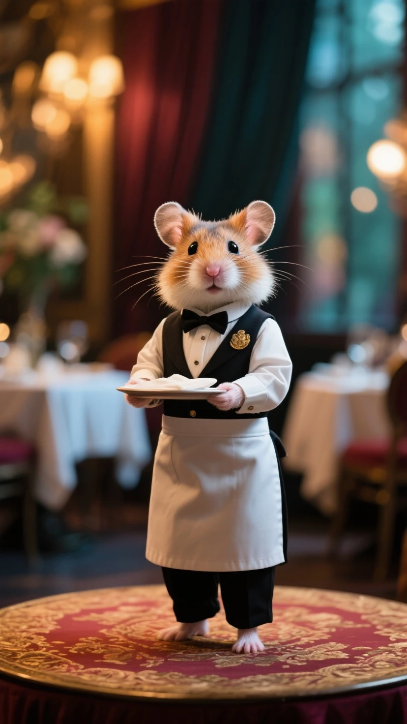 hamster in a blue suit and tie sitting in a chair, hamster in a tuxedo, corporate boss