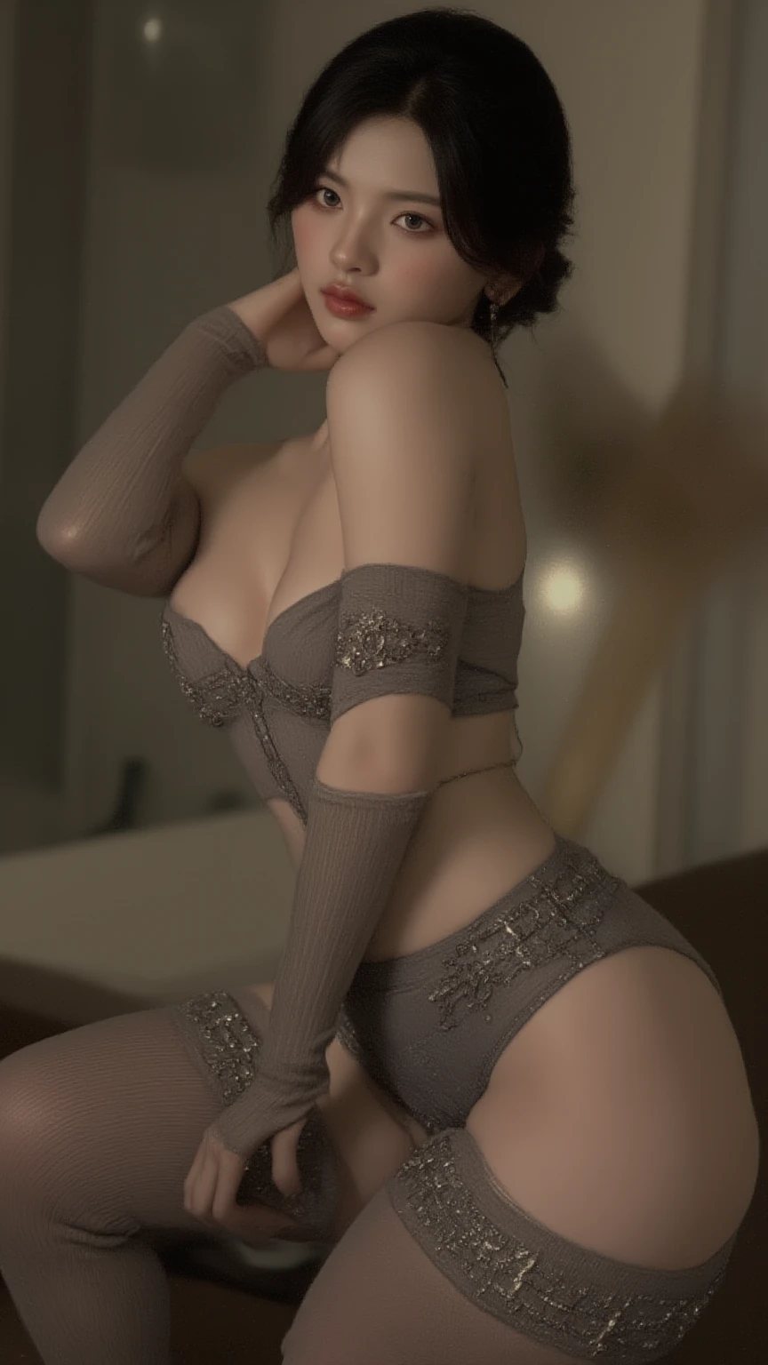 ((top-quality、in 8K、​masterpiece: 1.3))、Sharp Sharp: 1.2、Beautiful woman with perfect vivid body: 1.4、slim abdomen: 1.2、((Layered Haircut、Colossal tits: 1.2))、Very clean skin texture、Skin details、The second layer of the skin、Sun skin、Sun skin、Sun skin、Sun skin、Sun skin、Solar body、Chest shoulders、cleavage of the breast、 of the skin of the sun