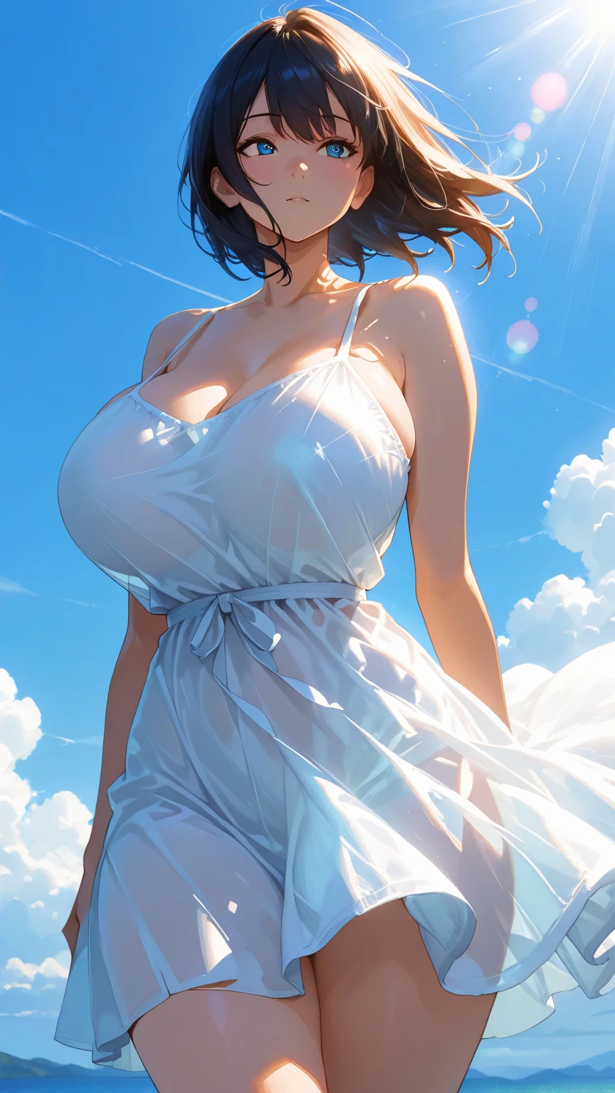 score_9, score_8_superior, score_7_superior, Masterpieces with up to 16K resolution,Highest quality,it is really amazing,Very detailed,Ultra-high resolution,Real,Realistic,Increased depth of field,Cinematic lighting,
( japanese milf:1.5),
Long black hair,Ultra-detailed and beautiful faces,Translucent white skin,Very detailedな肌の質感,Slender body,Anatomically correct body,
(elegant beach dress:1.5),
Summery design,Beautiful and detailed pattern,Detailed fabric texture,
Gorgeous necklace,Earrings,
(Coastal scenery at night:1.5),
Dark Clouds,Dark Sky,delay々Continuing sandy beach, Deserted Beach,Dark sea surface,
Low angle shot,