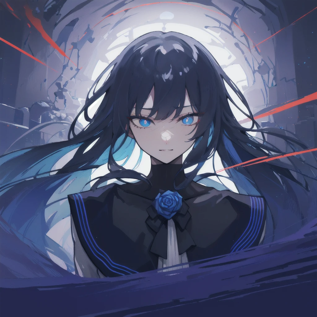 Anime girl with long black hair and a sword in her hand - SeaArt AI