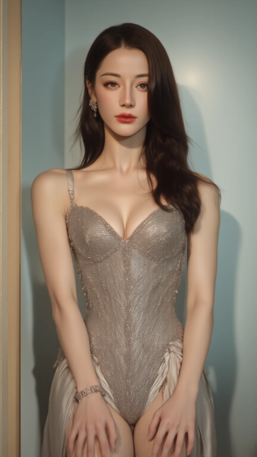 there is a woman that is standing in a room with a black dress, pale fair skin!!, with pale skin, young beautiful amouranth, ivory pale skin, pale glowing skin, soft flawless pale skin, amouranth, pale ivory skin, better known as amouranth, soft pale golden skin, smooth pale skin, pale skin!, natural soft pale skin