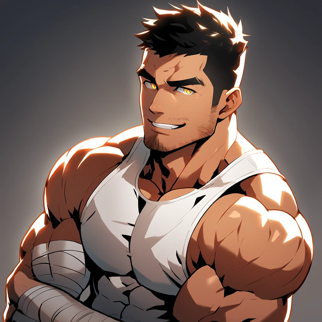 Youthful feeling，( Tattoo),(Thick body hair)，Upper body，(He was wearing baggy shorts，Revealing his length, muscular, hairy)，（Leaning against a tree),(For the audience) ，(Put his hands on his waist)， (Focus on your audience) ，(There is a huge bulge in the area)，sideways，Sharp eyes，(Thick dark brown hair)，(Bottom-up view)，Broad shoulders，Muscles protrude a lot，Highest image quality，cartoon ，Anime Wallpaper，Chest muscle expansion，spread your legs，Sexy,(main part, best quality)，((Exaggerated muscle bulge))，The protagonist is tall，muscular and bulky, muscular characters, Awesome and cool, tall and muscular, muscular!!, Very strong, muscular attractive men, Huge muscles, Big Muscle, Muscle Man, Anime handsome man, muscular!, Giant muscles, muscular bodies，(canto da foto de baixo para cima) (imagem da mais alta qualidade) ，Close-up photos，Lion man ,real, jovem, , vestindo shorts, virilha saliente, imagem de anime, Leaning against a tree, pernas bem abertas, male face, bonito rosto jovem, cabelo subcortado, huge muscle muscles of the chest, large strong thigh muscles, Biceps Sinewy muscles, Corpo enorme, corpo tonificado devido ao treinamento intenso, Well-developed muscles, ABS transparente de 8 embalagens, 3 metros de altura, , , pele brilhante, rede de suor pingando, （hands on thighs）,  feet, Sem barba，Thick Legs，