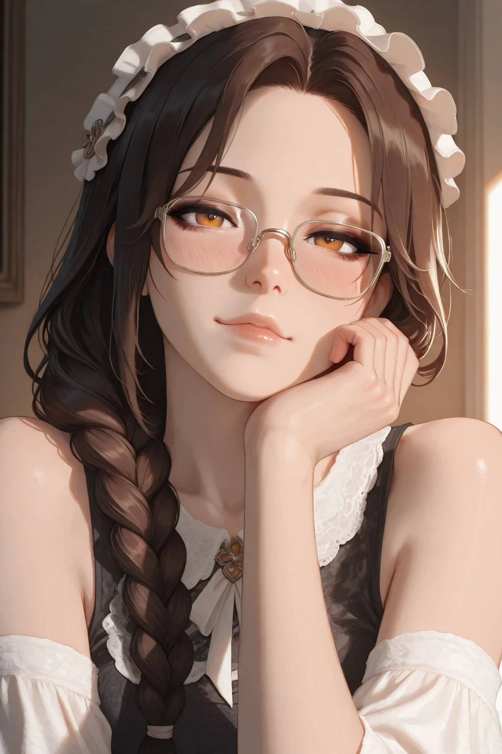 Masterpiece, 最high quality, high quality, High resolution, high quality texture, high quality shadows, High resolution, Beautiful details, Detailed CG, Detailed Texture, Realistic representation of face, Realistic, colorful, delicate, Cinematic Light, Side light, Lens flare, Ray Tracing, sharp concentrated, (1 Girl,concentrated:1.3), ( Intricate details, compensate, PureErosFaceV1:0.5), (細部まで美しいdelicateな顔, 緻密で美しいdelicateな瞳, Perfect  Proportions, Dense skin, Optimal ratio of four fingers to one thumb, Arms under chest, Modest chest, Wide Hips, Smooth upper abdomen, 30 years old,Blue Eyes,Glasses, Study,cabin attendant uniform,Glasses,White shirt, Black tight skirt,Black Stockings,machine,house wife,curvy,sweat,, gaze, the gaze of true love, lips of temptation, A look full of compassion ,a smile full of love, i love you, Acting lovey-dovey, air fortress hair, blonde hair, I love you so much I'm crazy,i love you