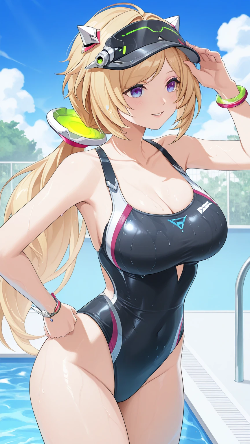 ((((Representative work 3.0、top-quality、Holding out a plastic bottle to us 3.0、Simple One Piece Competition Swimsuit 4.0、Split abs、Indoor pool、Wet Body 4.0、Brown skin、Pink hair 3.0、dynamic pose1.5、large full breasts、Brown skin color、A pink-haired、Wearing sweat、ssmile、a blond、))))、a blond、(((Pose with emphasis on the chest)))、Long body、(((((、long legged))))),((((darkskin)))),((sun burn)),Whole human body、(((Shyness)))、Realistic skin type、an anime girl、Detailed Digital Anime Art、A seductive anime girl、extremely detailed art germ、a hyperrealistic schoolgirl、Ilyakukvshinov、Smooth Anime CG Art、Ultra Realistic Woman、ig model、ArtGerm、Photorealistic anime girl rendering、digital anime art