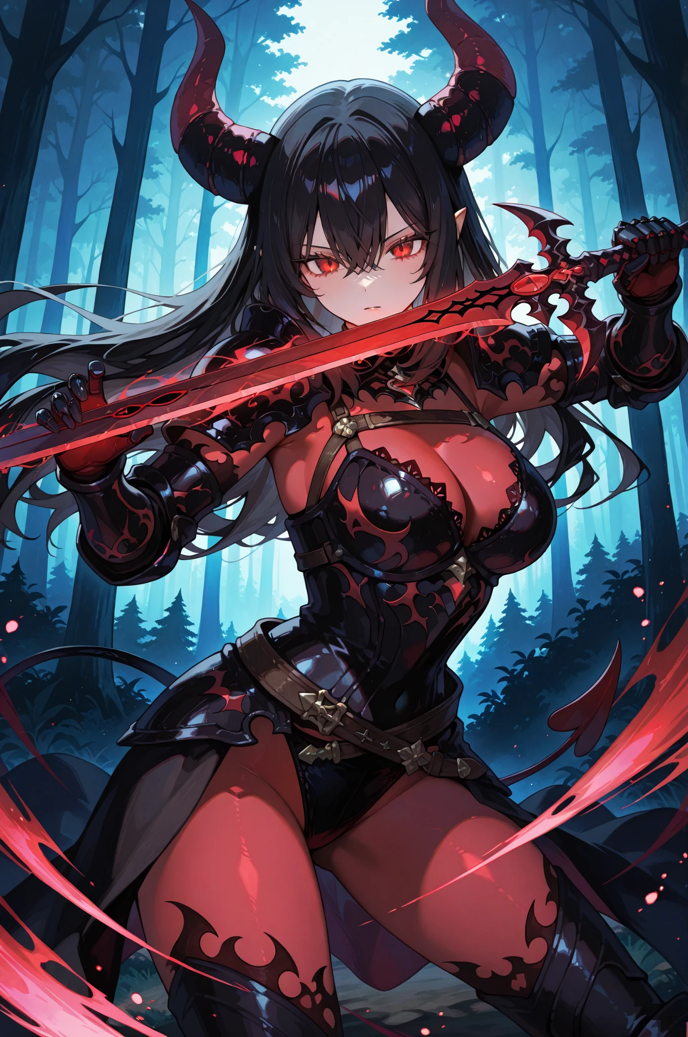 (masterpiece, Highest quality), (perfect athletic body:1.2), (Thin Hair), Very detailed, Anime Style, whole body, alone, Vampire Hunter, Black Sailor Suit, big grim reaper scythe,  Black Hair, High Boots, Standing in the Wilderness,Navy blue knee socks,Black Loafers、 8K high resolution, White Background, whole body,
