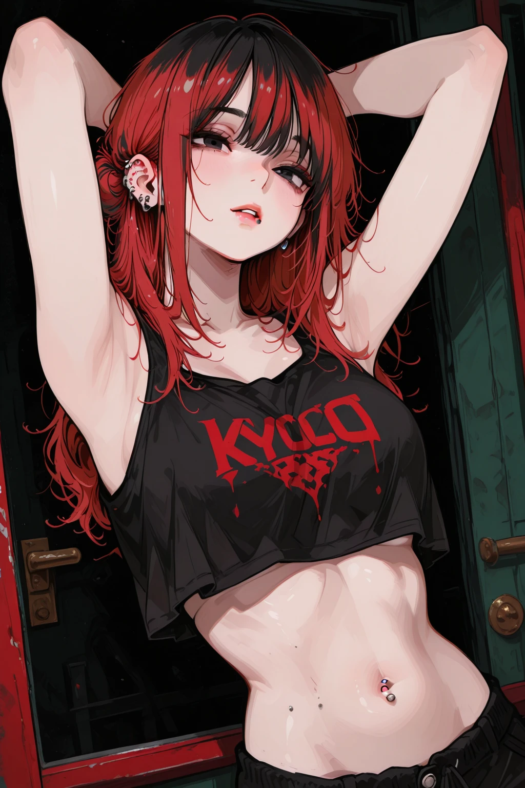 ((watercolor:1.2)), (((masterpiece))), (((High resolution)))、(((8K quality)))、(((Perfect Face)))、Looking into the camera, ((Highest qualityの目)), (Detailed face), (Detailed Texture), ((Big Breasts:1.5)), Dutch Angle, Angle from below, ((Smooth texture:0.75, animeCGスタイル)), (Highest quality, masterpiece, Highest Details) fashion photography of cute astronaut girl with long iridiscent , Highest quality,masterpiece,reality:0.8,One girl, score_9, score_8_superior, score_7_superior, sauce_anime,
Ellis Greyrat, You will become a Greyrat, Ahoge, Hair between the eyes, Long Hair, Red eyes, Redhead, Side Lock,
Black Hairband, 
indoor, bed, bed room,
View your viewers, Cowboy Shot, Dutch Angle, Showing , Hot face, blush, (Sweat:1.3), (embarrassed,blush:1.2), ,,(:1.3)((1 boy and 1girl are :1.4)), ((:1.3))