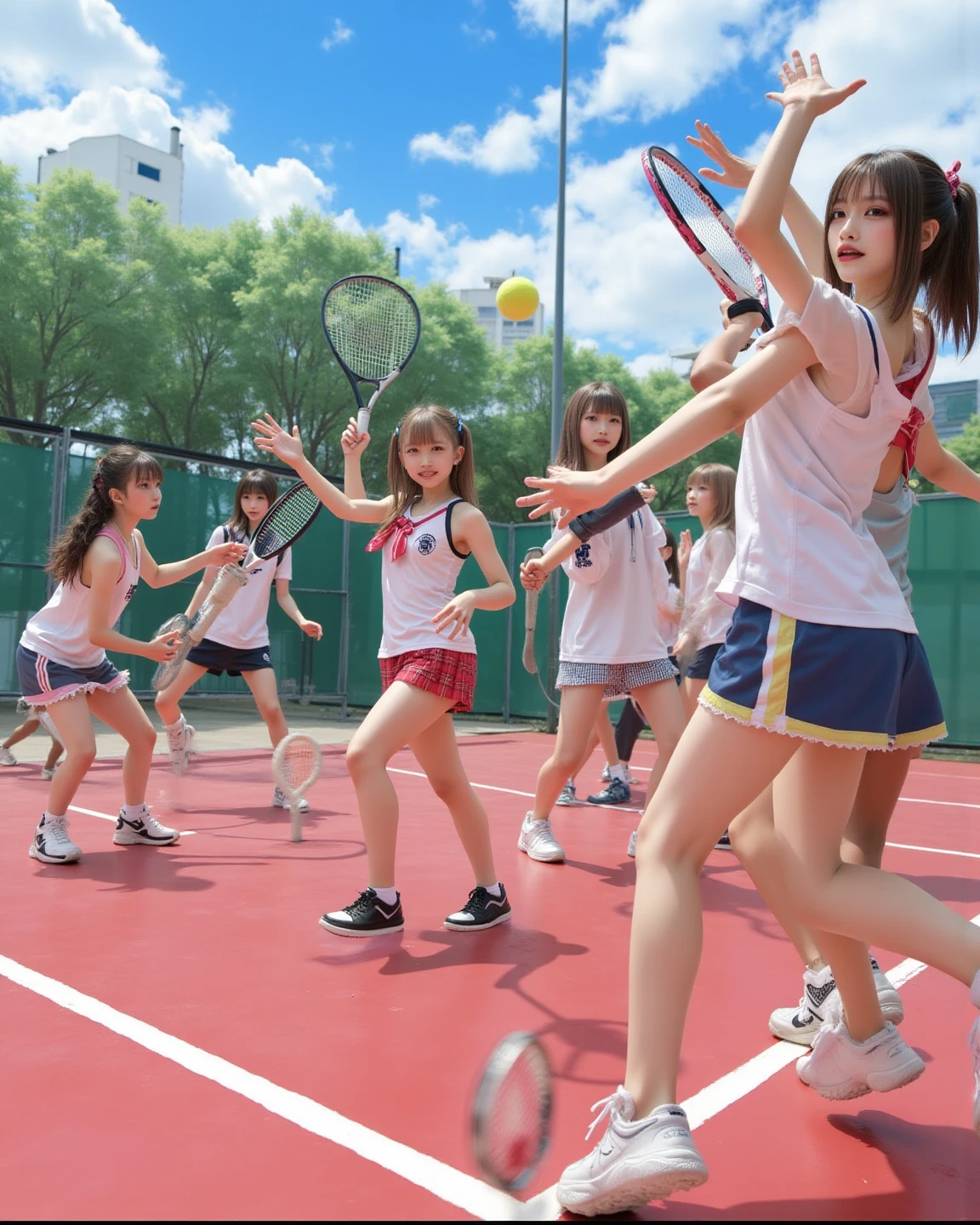 Throwing ????? in bowling alley, playing, schoolgirls, cute, in miniskirts, playing alone.