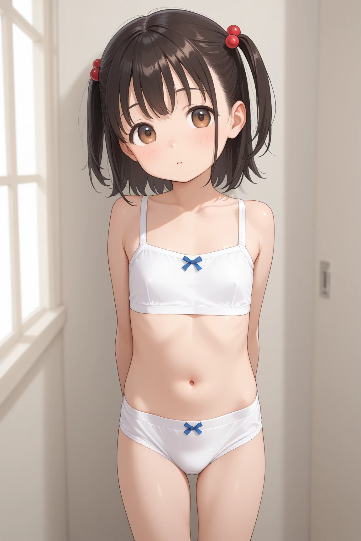 masterpiece highest quality high resolution　Depth of written boundary　juvenile　cute　Shota　short hair　Upper body naked　A see-through dancer-like costume　stomach　Hip bone　Soft lighting　Crossdresser　sexy　Shyness　soft　sunlight　Sexy　between legs　Looking up from below　きらきらしたsunlight　 Swim Briefs　Fantasy