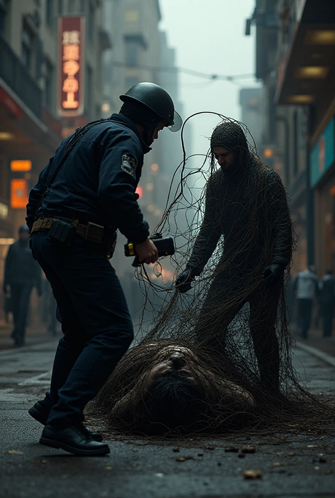 theatralic first-aid-drama, an outdoor scene in autumn in the background, rainy weather scene, injury scene, a man has fallen and is lying injured on the ground, women are caring for a fallen man that is lying injured on the ground, several women are attending to the injured man on the ground, women in shiny and wet coats are taking care for a lying male injury victim, several women in very high shine leather clothing, several women are giving medical treatment to a wounded man in a street, accident, first aid, help to a wounded man, first aid for an injured male, an injured man on the ground in matte jeans and cotton shirt, a man in jeans and shirt is lying on the ground and writhing in intense pain, there is an injured man lying in pain on the ground and covering his agonised and suffering face with his hands, several women are giving first aid to an injured man who is lying in pain on the ground, all the women beside the injured lying man are wearing very shiny waterproof clothes, dramatic action scene, hyperrealistic, photorealistic, photo, ultra realistic, theatralic pity pose, celebrating first aid, all of the women are looking very concerned and sad, the shocked women have tears in their eyes, the women are looking very furious and are desperately shouting out for help