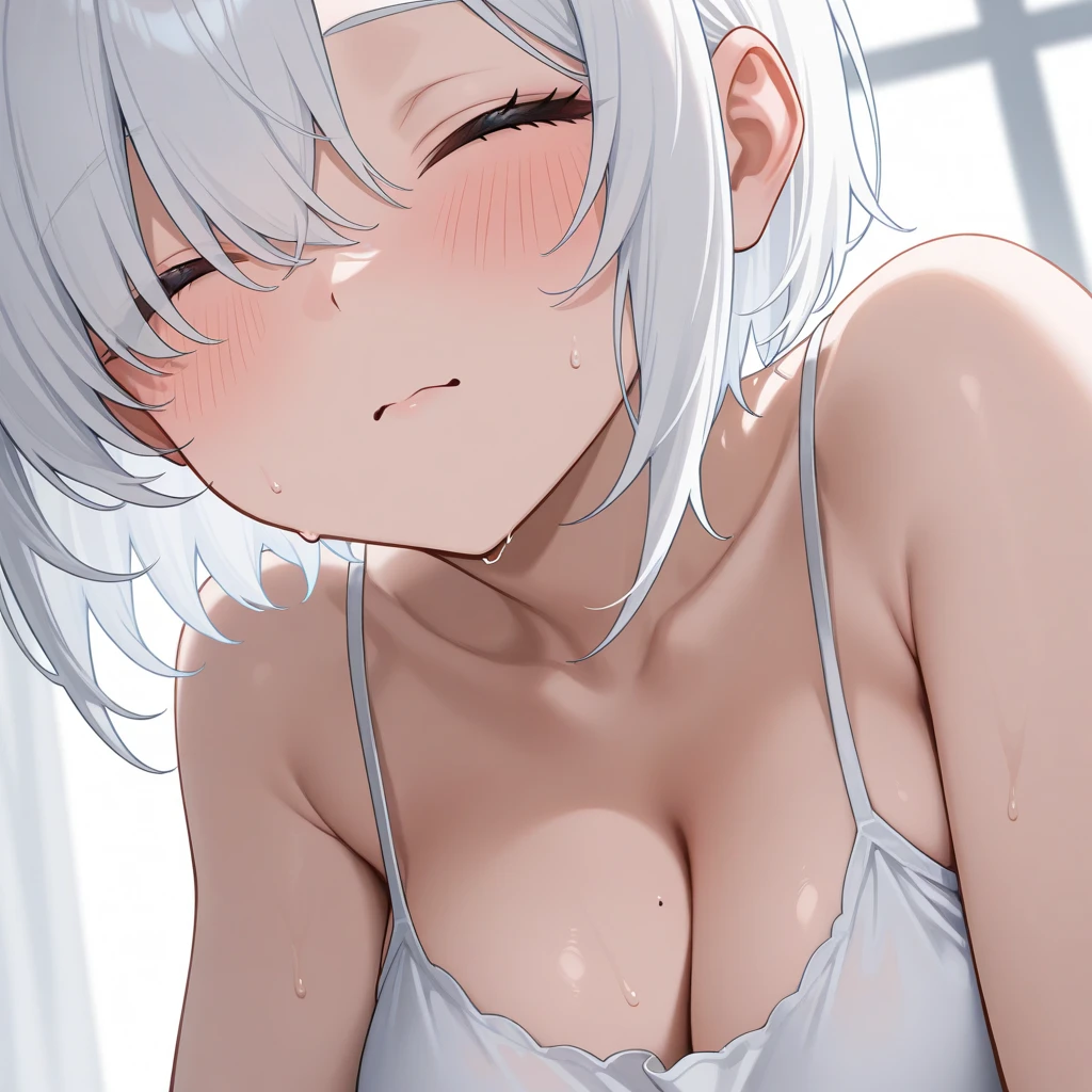 ????,1girl,Solo,dark skin,grey hair,light ???????,masterpiece, best quality, very aesthetic, absurdres,(light ??????),(???????),(Glossy),(Pasties tanline)