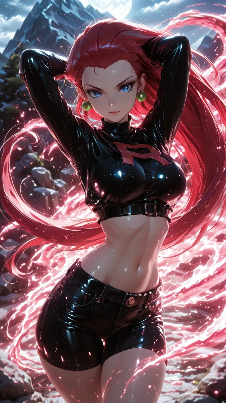 (The tail end is heart-shaped 💟 A purple haired girl with a long ponytail hairstyle and a  charm (with a red  tattoo on her lower abdomen), a  super tight and low waisted , (with a super low waist), a full body photo, hands raised above her head, a sexy girl with a sexy, happy smile, blushing, shy, (with a revealing lower abdomen), a charming expression, a frown of disgust, a red  tattoo, a purple haired girl with a long ponytail hairstyle,  top, oversized bust, oversized bust, Charm, ((with red Charm tattoo on the lower abdomen),  super tight and low waisted , (with ultra-low waist), full body photo, hands raised above the head, sexy girl, sexy, happy smile, blushing, shy, (with revealing lower abdomen), charming expression, disgusted frown, (with eye details portrayed), sexy long legs, slim waist, sweat droplets on the waist, (with sexy vest line), (Revealing his lower abdomen), crouching with his legs o