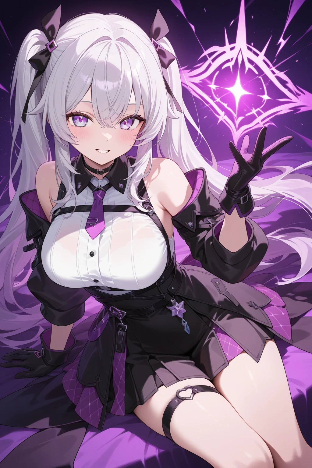 1girl, anime, cute girl, blank background, white background, fantasy, detailed fantasy dress with highlights, beautiful face, beautiful eyes, dark colors, black hair with multicolor streaks, red eye with different color pupil in eye, multicolor eye, medium breasts, slight cleavage, beautiful skin, cute, breast curtains, extremely delicate and beautiful, (beautiful detailed face:1.0), (detailed deep eyes), symmetrical breasts, deep eyes, shiny skin, portrait, slender waist, hips wider than shoulders, thighs, expressionless, young girl, luminous eyes, adorable，（Kpop idol）,（aegyo sal：1），（Platinum blonde hair：1），（（puffy eye）），Black ，sexy posture，Superskirt, Ultra-high resolution，Black collar，slim figure, Abdominal y tattoo,  tattoo，Tight-fitting leg ring，y tattoo on half-body，, Armored hand，Hidden fingertips，Hand covered，Arm covered，Fist covered,{{beautiful detailed fingers}}, tufts of hair, moderate beautiful breast:1.0,(masterpiece:1.2), best quality, high-res, HDR, perfect face, intricate armor, delicate blue filigree, intricate filigree, red metalic parts, detailed part, dynamic pose, dynamic lights, cute face, neutral expression, shuimobysim, lotus, hanfu, maxi skirt, dress conservatively 1girl, solo, long blue hair, standing, One lady,14years,((White hair) ,(Shiny purple  with ),((Fantasy, Moon Night)), gradient_eyes,