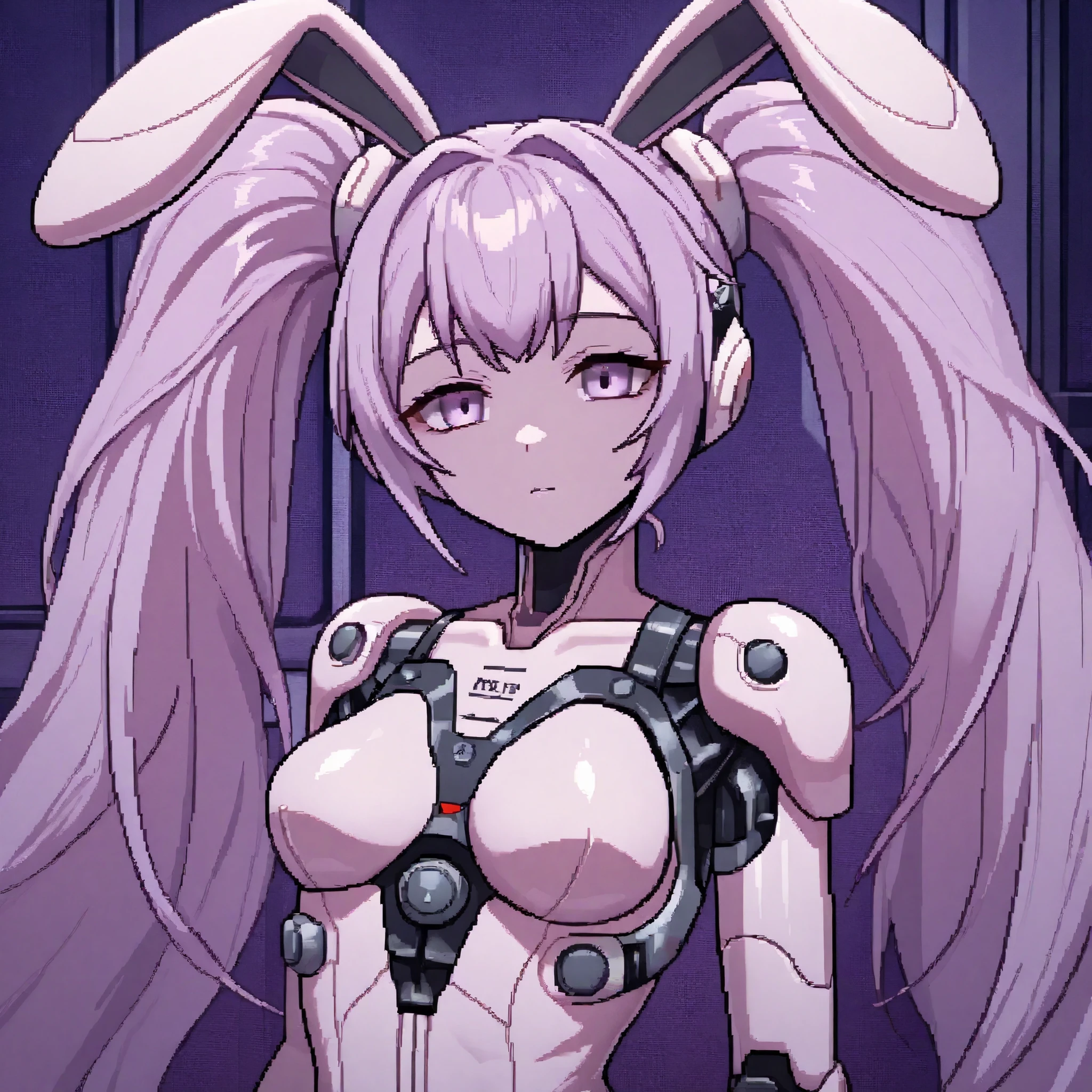 twintail,purple,Mechanic rabbit ears,android,Cybersuit,Breastbone Exposure,high quality,masterpieces,
