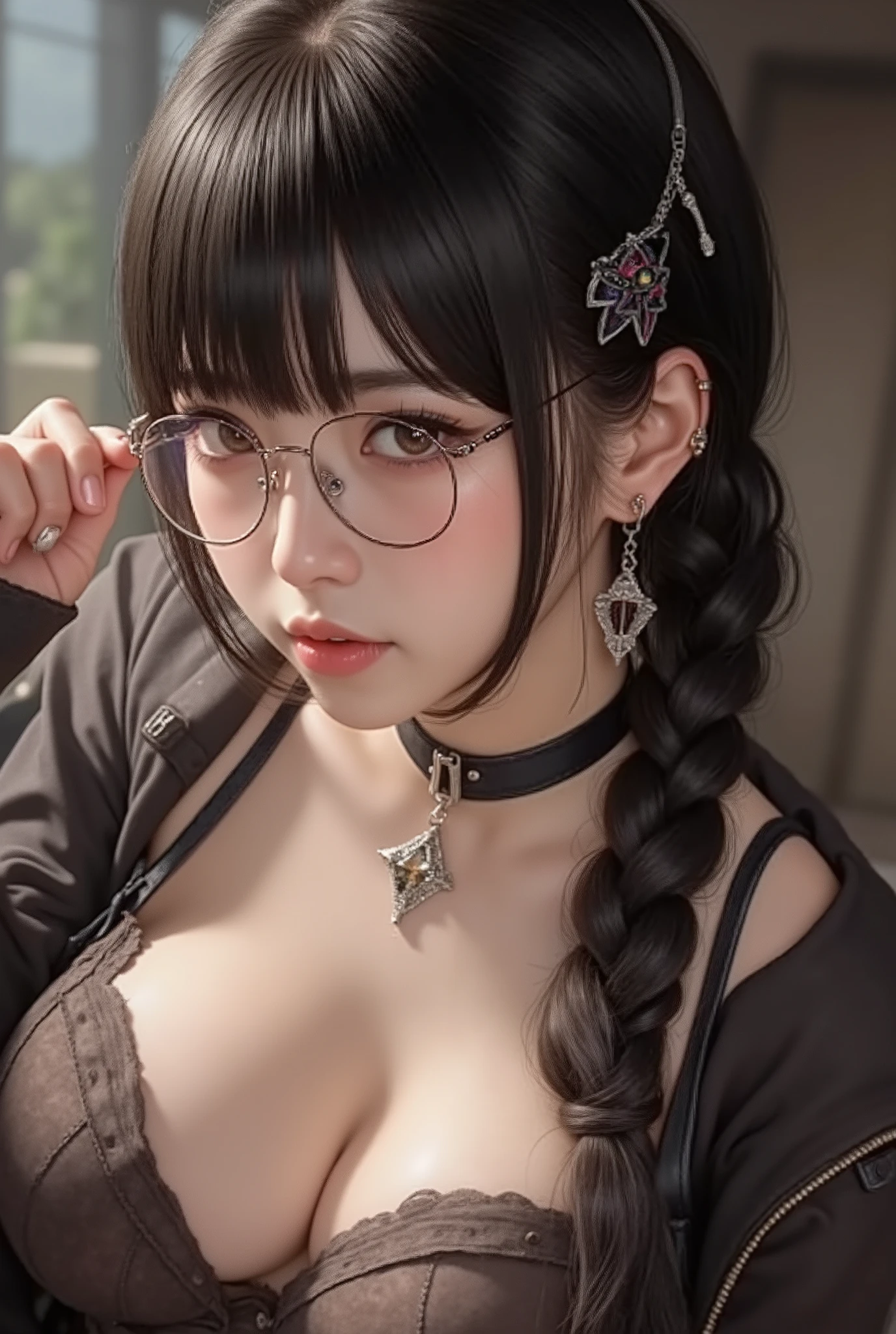 ( Highest Quality, best illustrations,high image quality:1.2), (Horror Fantasy:1.5), (ink and watercolor:1.5),(Ominous Scenery :1.5),(A lot of dust rises:1.5),( Dirt Track :1.5),(wonderful:1.5),(masterpiece:1.5), (Powerful figures:1.1、Big Breasts:1.3) 、 ((((glasses、Closeup Shot, cute、 Red Eyes、 Evil Ruby's Cursed Necklace )))),(((glasses、Big Breasts、 braids)))、 cute face, raise eyebrows , ,(Fatal Beauty, charming beauty ) ,(Mysterious Charm:1.1),(Big Breasts、attractive silhouette), high image qualityテクスチャ 、High Quality Shadows、 beautiful and delicate face 、 beautiful, delicate, eyes are sticky liquid dripping 、 ray tracing 、 20th Generation、 cute K-POP girl、( The Face of Korea )、Thin face、( Ulzan-6500-v1.1:0.6)、 Face of Pure Loss _v1 , ( beautiful and delicate face , beautiful and delicate eyes, perfectly balanced face , high image quality skin , detailed skin, lens flares {x} perfect ratio 4 fingers to 1 thumb :1.25)、 DSLRs、 地獄から来たbeautiful悪魔女 , ATTRACTIVE GIRL , Real Girls, Gurwitz, Gurwitz-style Artwork , Girl Roleplay, Realistic 3d style, cgstation Popular Topics,, 8k portrait rendering BYMR. nomi ,(truth,truth:1.4,glassesの少女 :1.2)、cheek、 glossy lips, 1. オーバーサイズ comment: comment、 come up with an oversized design that covers shoulder to knee.。 navy blue or black are standard colors .、[ Soft khaki or beige , wait.、 Pick the right color for the season 。 2. choose the color that suits your skin : To protect yourself from the cold、 choose the color that suits your skin 、 ニットの質感と色を commentに合わせてください .。 3. ワイドレッグ pants: pants, choose a wide leg design 、combines mobility and style。Dark tone denim or black pants look great.。 4. knee-high boots: オーバーサイズ commentに含まれるもの、boots are black or dark brown Match the texture and color of the fashionable.、 Gives a stylish impression 。 5. accessories: The 。 Disney 、 long necklace 、6. handbag: handbag、let's match the color of your outfit.