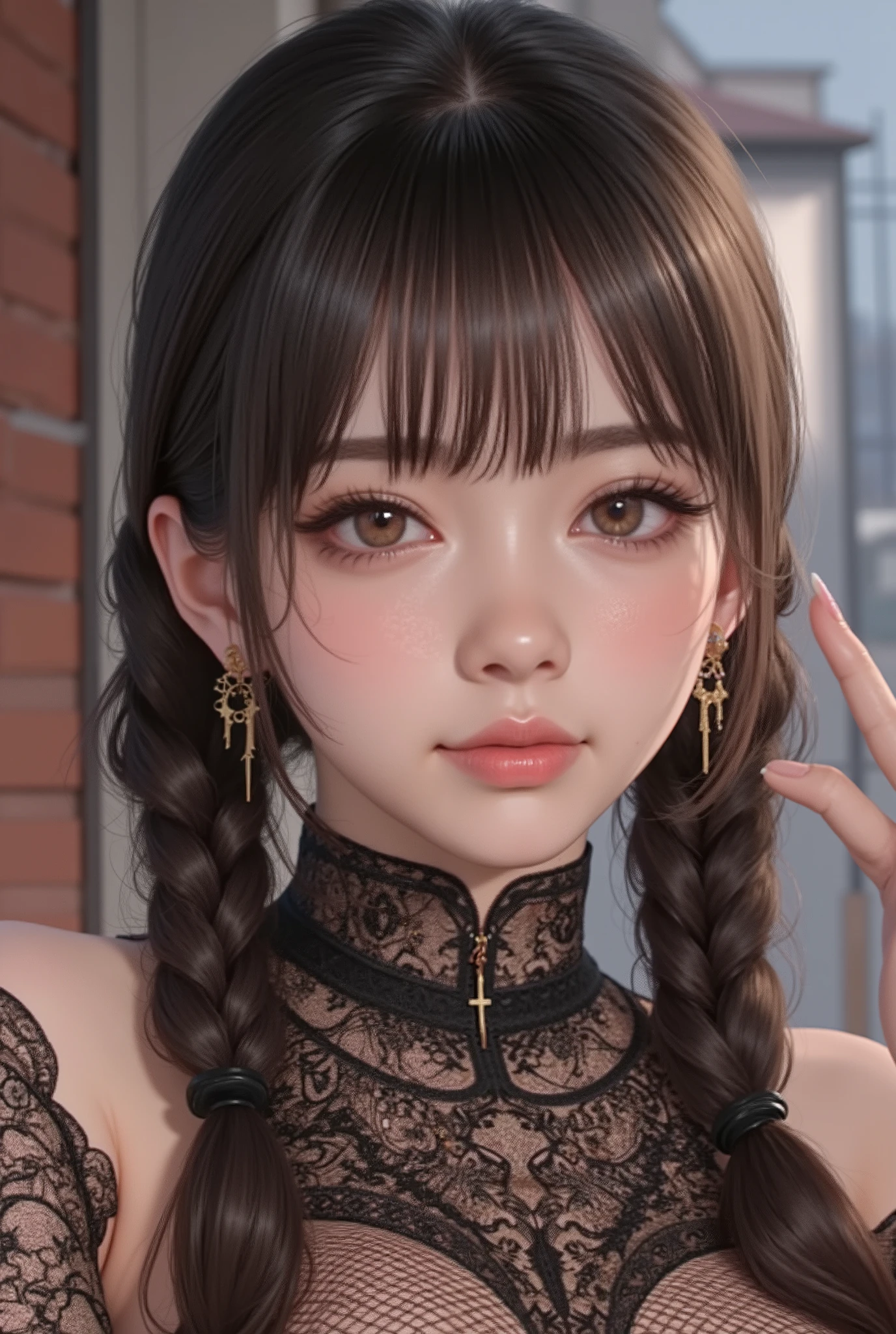 (  Highest Quality, best illustrations,high image quality:1.2), (Horror Fantasy:1.5), (ink and watercolor:1.5),(Ominous Scenery   :1.5),(A lot of dust rises:1.5),(  Dirt Track   :1.5),(wonderful:1.5),(masterpiece:1.5),  (Powerful figures:1.1、Big Breasts:1.3) 、 ((((glasses、Closeup Shot, cute、 Red Eyes、 Evil Ruby's Cursed Necklace )))),(((glasses、Big Breasts、  braids)))、  cute face,  raise eyebrows , ,(Fatal Beauty,  charming beauty ) ,(Mysterious Charm:1.1),(Big Breasts、attractive silhouette),   high image qualityテクスチャ 、High Quality Shadows、   beautiful and delicate face   、 beautiful, delicate, eyes are sticky liquid dripping  、 ray tracing 、 20th Generation、 cute K-POP girl、( The Face of Korea )、Thin face、( Ulzan-6500-v1.1:0.6)、   Face of Pure Loss   _v1 , ( beautiful and delicate face ,  beautiful and delicate eyes,  perfectly balanced face ,  high image quality skin ,  detailed skin,  lens flares {x} perfect ratio 4 fingers to 1 thumb :1.25)、 DSLRs、   地獄から来たbeautiful悪魔女  ,    ATTRACTIVE GIRL  , Real Girls, Gurwitz,  Gurwitz-style Artwork , Girl Roleplay, Realistic 3d style, cgstation Popular Topics,,  8k portrait rendering BYMR. nomi ,（truth,truth:1.4,glassesの少女  :1.2)、cheek、 glossy lips, 1. オーバーサイズ comment:  comment、 come up with an oversized design that covers shoulder to knee.。 navy blue or black are standard colors .、[ Soft khaki or beige , wait.、 Pick the right color for the season 。 2.    choose the color that suits your skin    : To protect yourself from the cold、    choose the color that suits your skin   、 ニットの質感と色を commentに合わせてください .。 3. ワイドレッグ   pants:    pants,  choose a wide leg design 、combines mobility and style。Dark tone denim or black   pants look great.。 4. knee-high boots: オーバーサイズ commentに含まれるもの、boots are black or dark brown Match the texture and color of the fashionable.、  Gives a stylish impression  。 5. accessories:   The  。  Disney  、   long necklace  、6. handbag: handbag、let's match the color of your outfit.