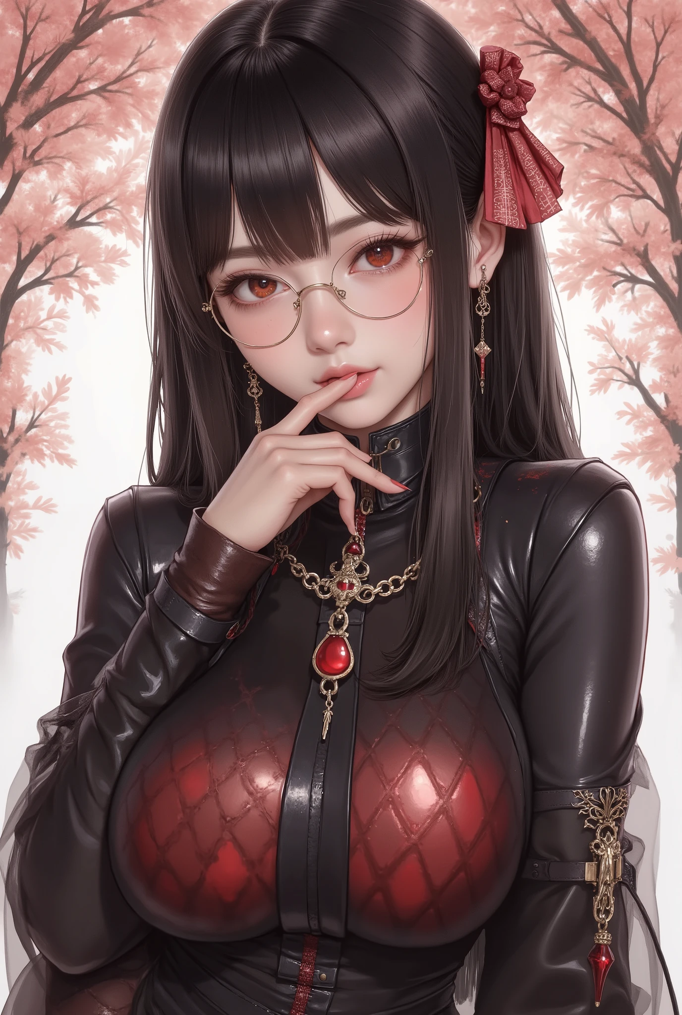 (  Highest Quality, best illustrations,high image quality:1.2), (Horror Fantasy:1.5), (ink and watercolor:1.5),(Ominous Scenery   :1.5),(A lot of dust rises:1.5),(  Dirt Track   :1.5),(wonderful:1.5),(masterpiece:1.5),  (Powerful figures:1.1、Big Breasts:1.3) 、 ((((glasses、Closeup Shot, cute、 Red Eyes、 Evil Ruby's Cursed Necklace )))),(((glasses、Big Breasts、  braids)))、  cute face,  raise eyebrows , ,(Fatal Beauty,  charming beauty ) ,(Mysterious Charm:1.1),(Big Breasts、attractive silhouette),   high image qualityテクスチャ 、High Quality Shadows、   beautiful and delicate face   、 beautiful, delicate, eyes are sticky liquid dripping  、 ray tracing 、 20th Generation、 cute K-POP girl、( The Face of Korea )、Thin face、( Ulzan-6500-v1.1:0.6)、   Face of Pure Loss   _v1 , ( beautiful and delicate face ,  beautiful and delicate eyes,  perfectly balanced face ,  high image quality skin ,  detailed skin,  lens flares {x} perfect ratio 4 fingers to 1 thumb :1.25)、 DSLRs、   地獄から来たbeautiful悪魔女  ,    ATTRACTIVE GIRL  , Real Girls, Gurwitz,  Gurwitz-style Artwork , Girl Roleplay, Realistic 3d style, cgstation Popular Topics,,  8k portrait rendering BYMR. nomi ,（truth,truth:1.4,glassesの少女  :1.2)、cheek、 glossy lips, 1. オーバーサイズ comment:  comment、 come up with an oversized design that covers shoulder to knee.。 navy blue or black are standard colors .、[ Soft khaki or beige , wait.、 Pick the right color for the season 。 2.    choose the color that suits your skin    : To protect yourself from the cold、    choose the color that suits your skin   、 ニットの質感と色を commentに合わせてください .。 3. ワイドレッグ   pants:    pants,  choose a wide leg design 、combines mobility and style。Dark tone denim or black   pants look great.。 4. knee-high boots: オーバーサイズ commentに含まれるもの、boots are black or dark brown Match the texture and color of the fashionable.、  Gives a stylish impression  。 5. accessories:   The  。  Disney  、   long necklace  、6. handbag: handbag、let's match the color of your outfit.