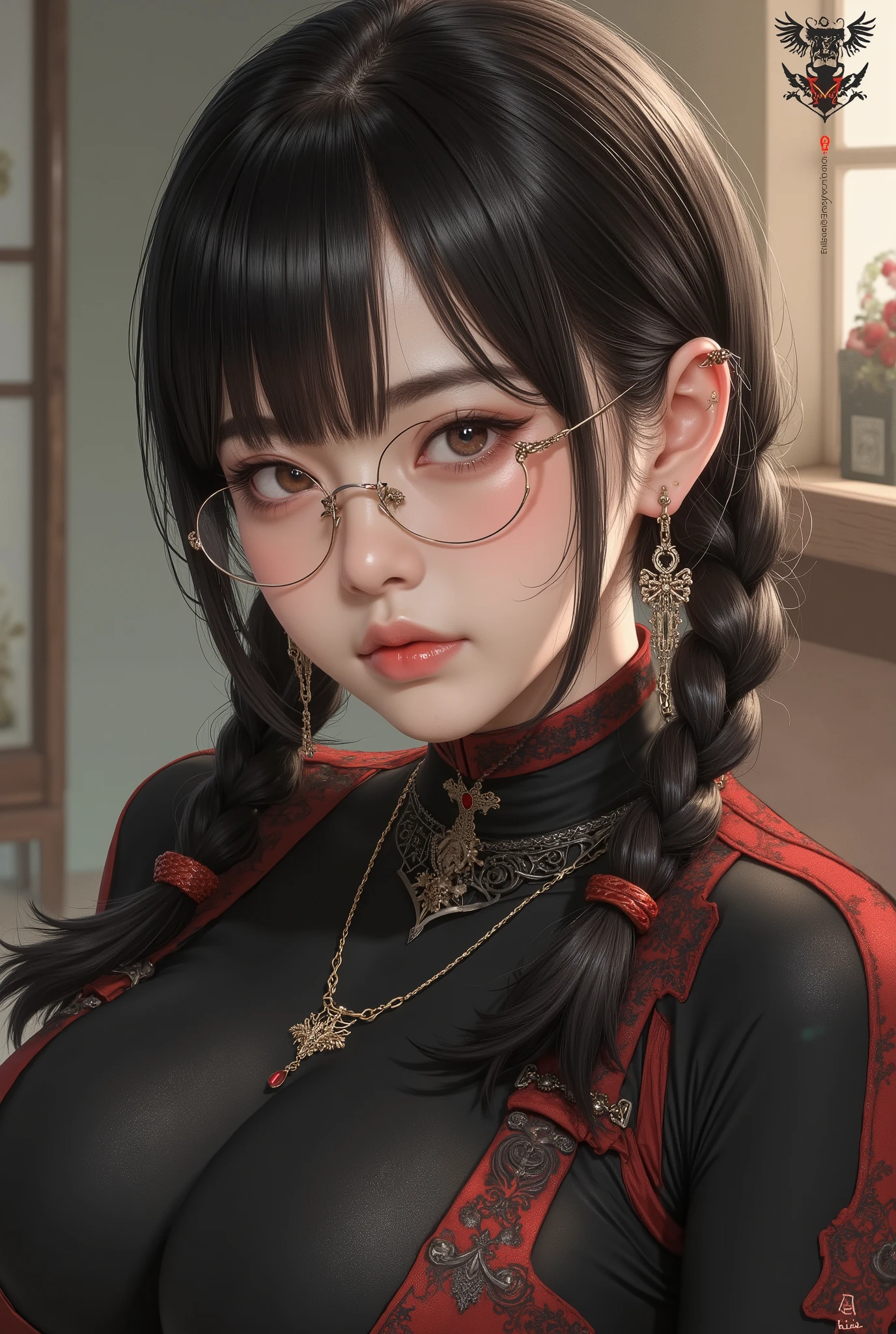 ( Highest Quality, best illustrations,high image quality:1.2), (Horror Fantasy:1.5), (ink and watercolor:1.5),(Ominous Scenery :1.5),(A lot of dust rises:1.5),( Dirt Track :1.5),(wonderful:1.5),(masterpiece:1.5), (Powerful figures:1.1、Big Breasts:1.3) 、 ((((glasses、Closeup Shot, cute、 Red Eyes、 Evil Ruby's Cursed Necklace )))),(((glasses、Big Breasts、 braids)))、 cute face, raise eyebrows , ,(Fatal Beauty, charming beauty ) ,(Mysterious Charm:1.1),(Big Breasts、attractive silhouette), high image qualityテクスチャ 、High Quality Shadows、 beautiful and delicate face 、 beautiful, delicate, eyes are sticky liquid dripping 、 ray tracing 、 20th Generation、 cute K-POP girl、( The Face of Korea )、Thin face、( Ulzan-6500-v1.1:0.6)、 Face of Pure Loss _v1 , ( beautiful and delicate face , beautiful and delicate eyes, perfectly balanced face , high image quality skin , detailed skin, lens flares {x} perfect ratio 4 fingers to 1 thumb :1.25)、 DSLRs、 地獄から来たbeautiful悪魔女 , ATTRACTIVE GIRL , Real Girls, Gurwitz, Gurwitz-style Artwork , Girl Roleplay, Realistic 3d style, cgstation Popular Topics,, 8k portrait rendering BYMR. nomi ,(truth,truth:1.4,glassesの少女 :1.2)、cheek、 glossy lips, 1. オーバーサイズ comment: comment、 come up with an oversized design that covers shoulder to knee.。 navy blue or black are standard colors .、[ Soft khaki or beige , wait.、 Pick the right color for the season 。 2. choose the color that suits your skin : To protect yourself from the cold、 choose the color that suits your skin 、 ニットの質感と色を commentに合わせてください .。 3. ワイドレッグ pants: pants, choose a wide leg design 、combines mobility and style。Dark tone denim or black pants look great.。 4. knee-high boots: オーバーサイズ commentに含まれるもの、boots are black or dark brown Match the texture and color of the fashionable.、 Gives a stylish impression 。 5. accessories: The 。 Disney 、 long necklace 、6. handbag: handbag、let's match the color of your outfit.