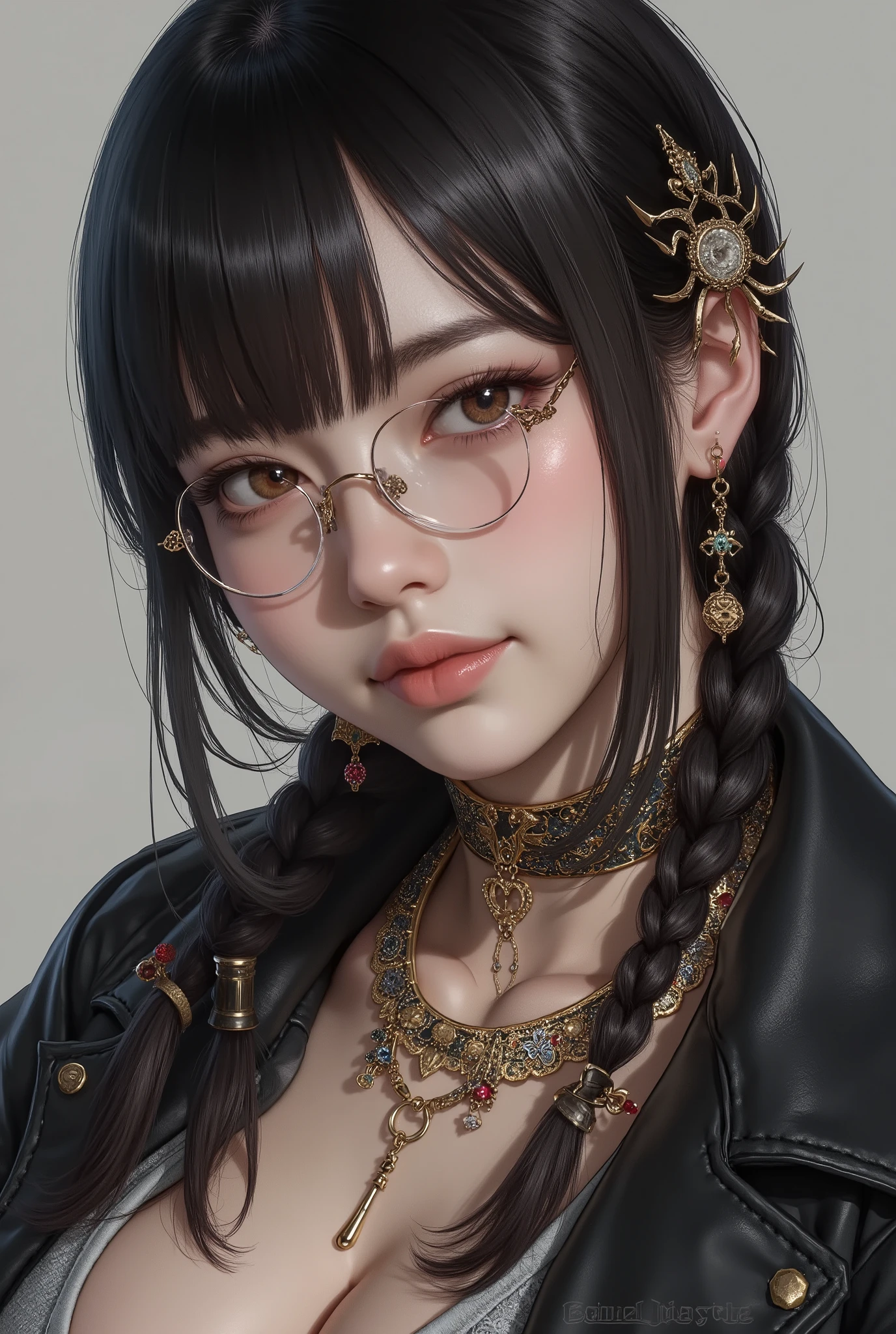 ( Highest Quality, best illustrations,high image quality:1.2), (Horror Fantasy:1.5), (ink and watercolor:1.5),(Ominous Scenery :1.5),(A lot of dust rises:1.5),( Dirt Track :1.5),(wonderful:1.5),(masterpiece:1.5), (Powerful figures:1.1、Big Breasts:1.3) 、 ((((glasses、Closeup Shot, cute、 Red Eyes、 Evil Ruby's Cursed Necklace )))),(((glasses、Big Breasts、 braids)))、 cute face, raise eyebrows , ,(Fatal Beauty, charming beauty ) ,(Mysterious Charm:1.1),(Big Breasts、attractive silhouette), high image qualityテクスチャ 、High Quality Shadows、 beautiful and delicate face 、 beautiful, delicate, eyes are sticky liquid dripping 、 ray tracing 、 20th Generation、 cute K-POP girl、( The Face of Korea )、Thin face、( Ulzan-6500-v1.1:0.6)、 Face of Pure Loss _v1 , ( beautiful and delicate face , beautiful and delicate eyes, perfectly balanced face , high image quality skin , detailed skin, lens flares {x} perfect ratio 4 fingers to 1 thumb :1.25)、 DSLRs、 地獄から来たbeautiful悪魔女 , ATTRACTIVE GIRL , Real Girls, Gurwitz, Gurwitz-style Artwork , Girl Roleplay, Realistic 3d style, cgstation Popular Topics,, 8k portrait rendering BYMR. nomi ,(truth,truth:1.4,glassesの少女 :1.2)、cheek、 glossy lips, 1. オーバーサイズ comment: comment、 come up with an oversized design that covers shoulder to knee.。 navy blue or black are standard colors .、[ Soft khaki or beige , wait.、 Pick the right color for the season 。 2. choose the color that suits your skin : To protect yourself from the cold、 choose the color that suits your skin 、 ニットの質感と色を commentに合わせてください .。 3. ワイドレッグ pants: pants, choose a wide leg design 、combines mobility and style。Dark tone denim or black pants look great.。 4. knee-high boots: オーバーサイズ commentに含まれるもの、boots are black or dark brown Match the texture and color of the fashionable.、 Gives a stylish impression 。 5. accessories: The 。 Disney 、 long necklace 、6. handbag: handbag、let's match the color of your outfit.