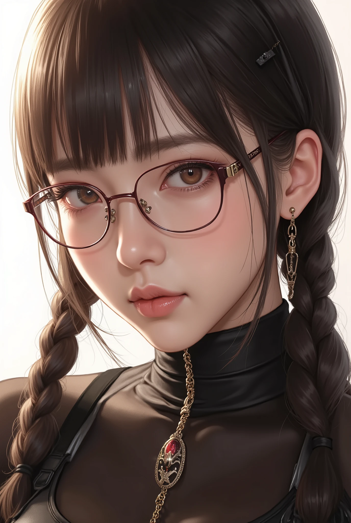 (  Highest Quality, best illustrations,high image quality:1.2), (Horror Fantasy:1.5), (ink and watercolor:1.5),(Ominous Scenery   :1.5),(A lot of dust rises:1.5),(  Dirt Track   :1.5),(wonderful:1.5),(masterpiece:1.5),  (Powerful figures:1.1、Big Breasts:1.3) 、 ((((glasses、Closeup Shot, cute、 Red Eyes、 Evil Ruby's Cursed Necklace )))),(((glasses、Big Breasts、  braids)))、  cute face,  raise eyebrows , ,(Fatal Beauty,  charming beauty ) ,(Mysterious Charm:1.1),(Big Breasts、attractive silhouette),   high image qualityテクスチャ 、High Quality Shadows、   beautiful and delicate face   、 beautiful, delicate, eyes are sticky liquid dripping  、 ray tracing 、 20th Generation、 cute K-POP girl、( The Face of Korea )、Thin face、( Ulzan-6500-v1.1:0.6)、   Face of Pure Loss   _v1 , ( beautiful and delicate face ,  beautiful and delicate eyes,  perfectly balanced face ,  high image quality skin ,  detailed skin,  lens flares {x} perfect ratio 4 fingers to 1 thumb :1.25)、 DSLRs、   地獄から来たbeautiful悪魔女  ,    ATTRACTIVE GIRL  , Real Girls, Gurwitz,  Gurwitz-style Artwork , Girl Roleplay, Realistic 3d style, cgstation Popular Topics,,  8k portrait rendering BYMR. nomi ,（truth,truth:1.4,glassesの少女  :1.2)、cheek、 glossy lips, 1. オーバーサイズ comment:  comment、 come up with an oversized design that covers shoulder to knee.。 navy blue or black are standard colors .、[ Soft khaki or beige , wait.、 Pick the right color for the season 。 2.    choose the color that suits your skin    : To protect yourself from the cold、    choose the color that suits your skin   、 ニットの質感と色を commentに合わせてください .。 3. ワイドレッグ   pants:    pants,  choose a wide leg design 、combines mobility and style。Dark tone denim or black   pants look great.。 4. knee-high boots: オーバーサイズ commentに含まれるもの、boots are black or dark brown Match the texture and color of the fashionable.、  Gives a stylish impression  。 5. accessories:   The  。  Disney  、   long necklace  、6. handbag: handbag、let's match the color of your outfit.