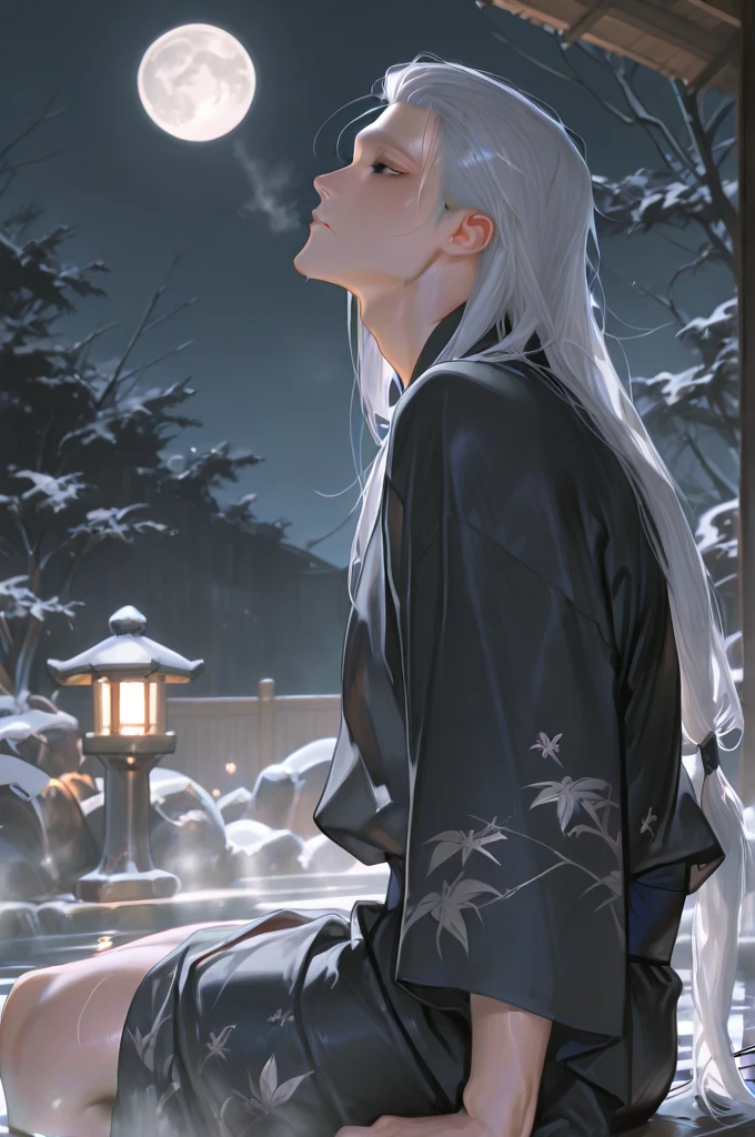 Highest quality、4K、masterpiece、Wonderful landscape、Hills covered with flowers、A beautiful elf girl looks back with a smile（Wizard Robe、tattoo:9.5、Gray Hair、Very long hair）、Shooting from a distance