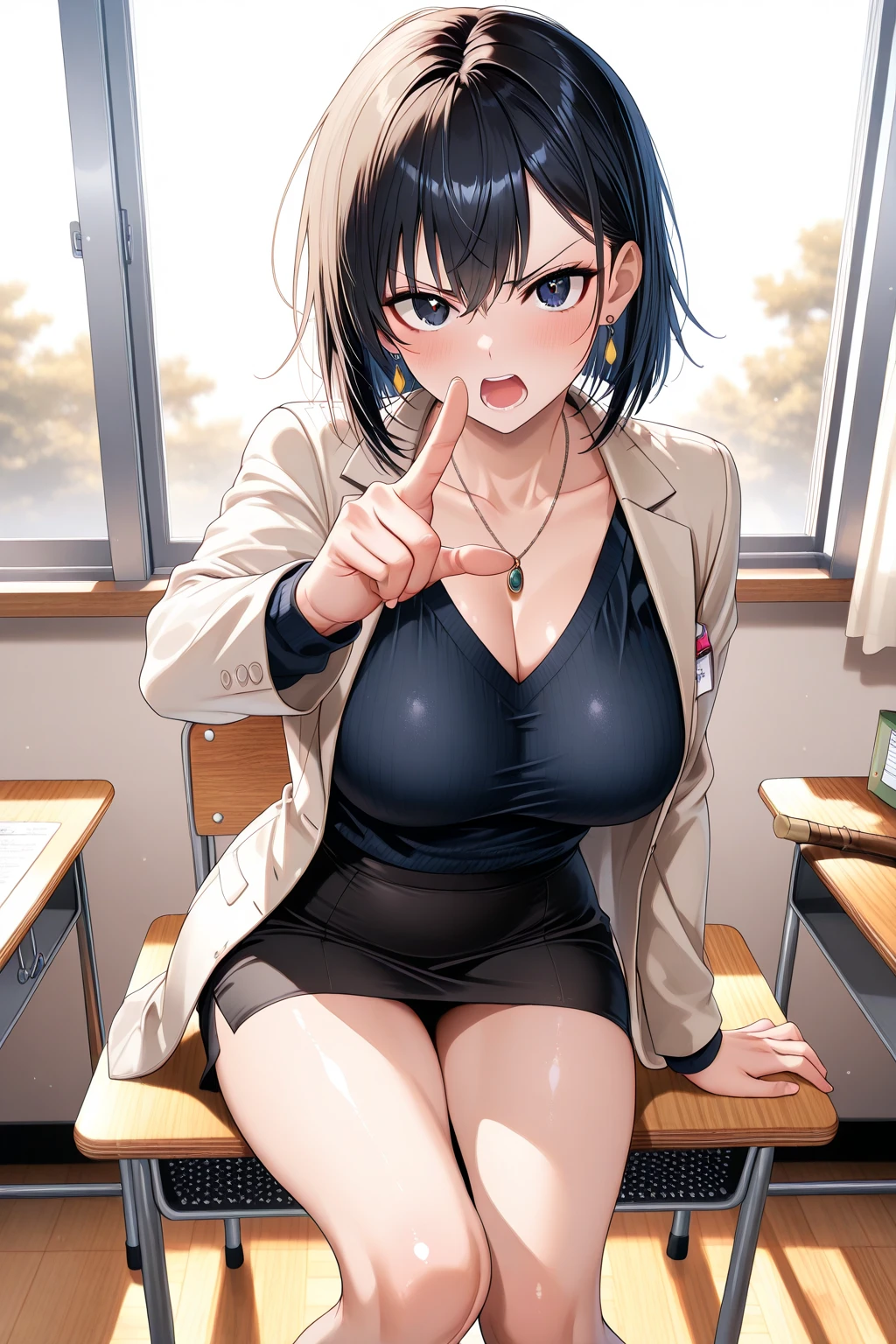 、(masterpiece、Highest quality)、Highest quality, Ultra-high resolution, (((masterpiece))), alone, Sweat、Big eyes, Composition from the front、Shortcuts、Embarrassed face、Blonde Hair、Cut your hair short、School classroom、Sailor suit、skirt、short hair、Browsing Caution、Upper body 、Breasts 、、Large 、Sitting in a chair without a backrest、Internal Medicine Examination、Woman showing her body、belly button、真Composition from the front、School Insurance Office、curtain、cubicle、window、door、Fluorescent lamp