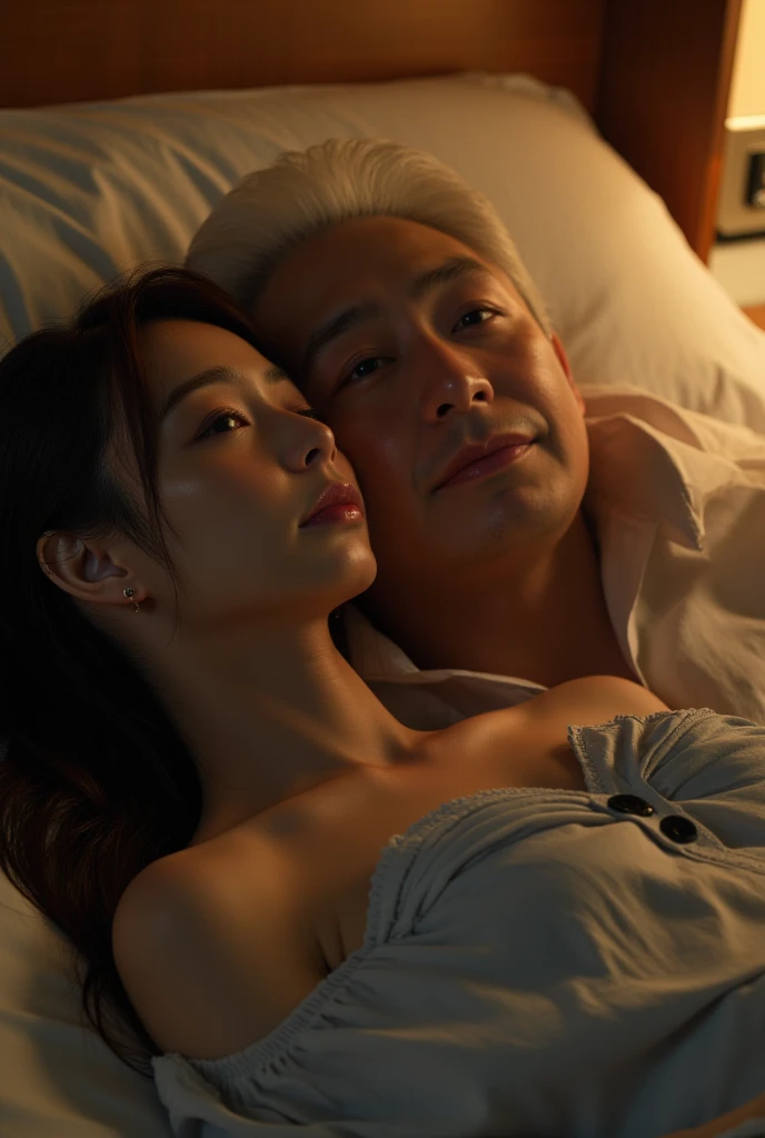 {High quality}, Representing&#39;Octane, Ultra high resolution, depth of field, epic, movies, ancient china, 1 woman, Beautiful face, Sleeping seductively with one old man, Spread your legs and show off your mound of love.,"Create the image of a sexy girl,In the naked body, there is a wrinkled face, kisses all over the body.. The fog should be thick and detailed., Creating mysterious, intriguing curves. The face must be clearly visible., But the rest of the body must appear as an illusion., Blends in with the environment in a gentle and elegant manner.."The old man, the young woman&#39;s husband, caressed her naked body tenderly, in the beauty of the touch.