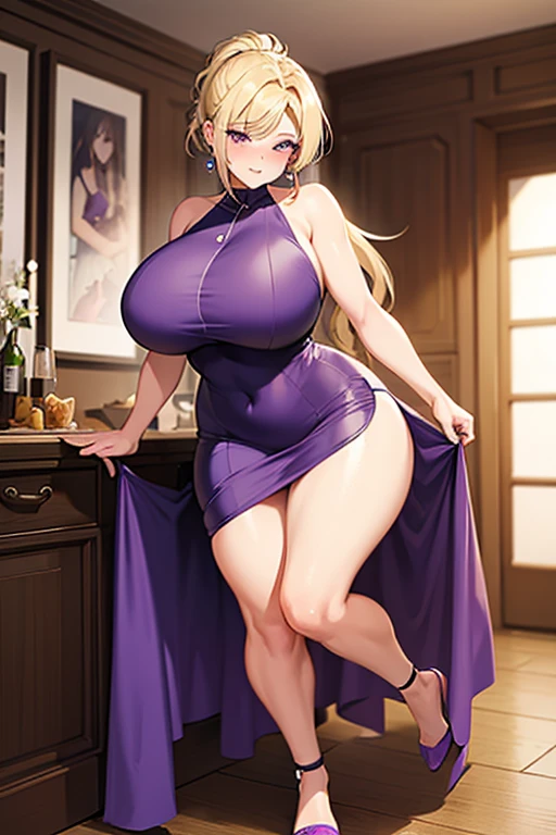 (((1 girl))), ???????????, a beautiful and cute lady, standing, (((in the motel room))), (muscular ???), (thin waist), (very ?????), full body photo,
young girl, long gray hair, elf ears, Green eyes, smirk, tattoo, purple dress, Gold Elements, ????, Sleeveless, open ???????, ???????, open belly, feet shoulder-width apart, hands behind head, Masterpiece, hiquality, 4k, HD, Good detail