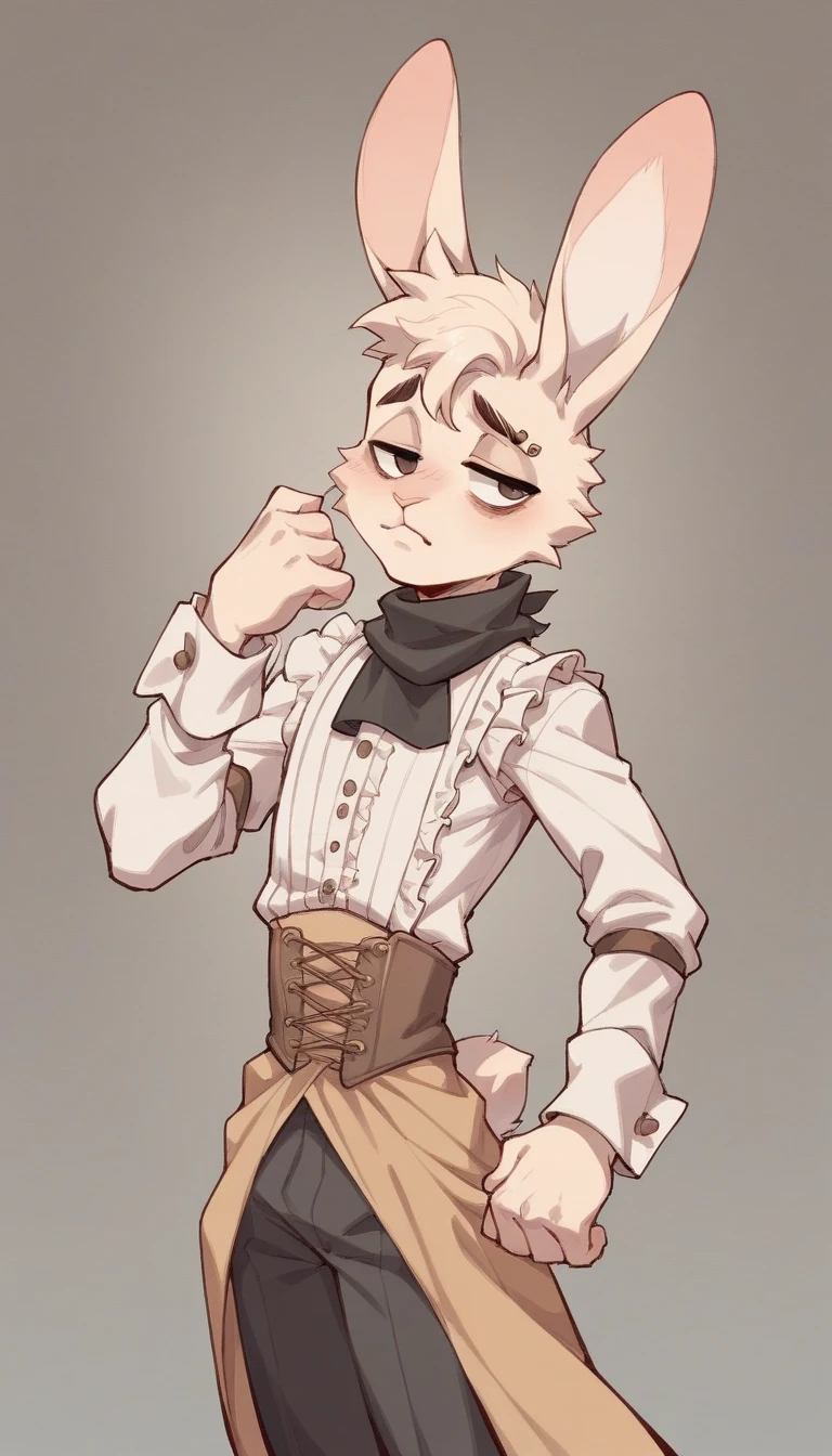 By bebebebebe, by lostgoose, by goonie-san, solo,aiming with bow and arrow,boy, rabbit, sexy, hair, smiling, happy, full body, 