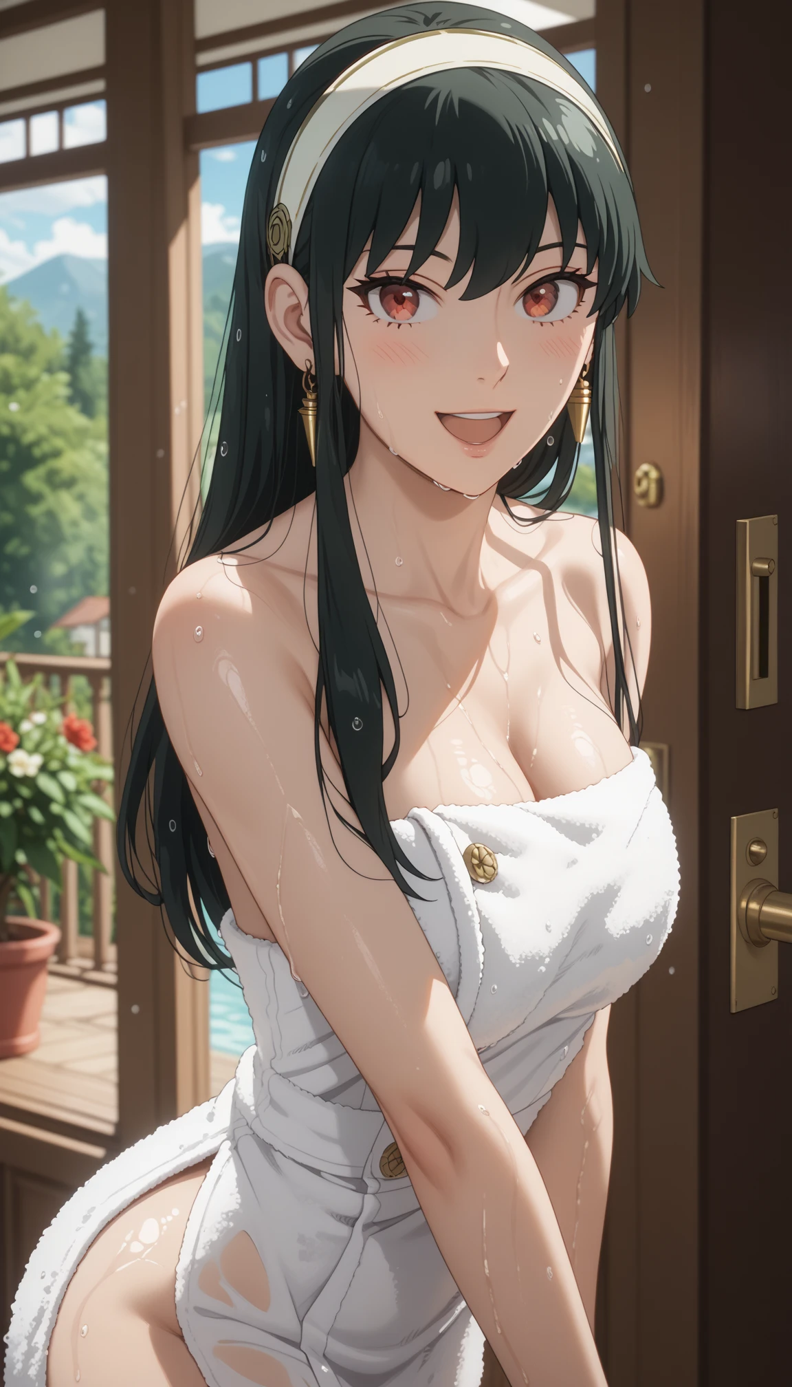 tmasterpiece，hoang lap，（Complicated details），（rich colourful），cinmatic lighting，Bust，the Extremely Detailed CG Unity 8K Wallpapers，Hinata flower ratio，Low hair tied long，looking at viewert，white swimsuits，inside in room，swimmingpool，perspire。Be red in the face，Blushlush，，perspire，nase，Play in the water in the pool