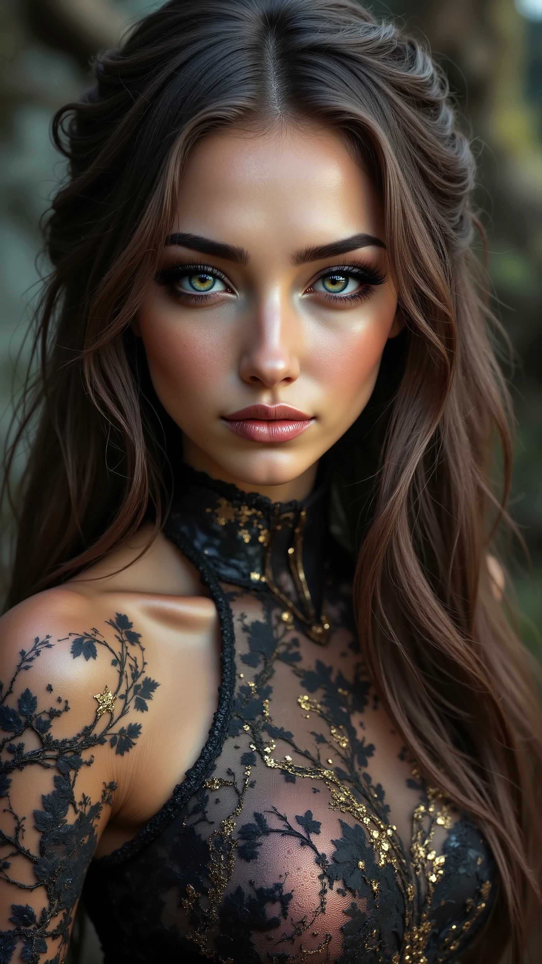  Ultra-realistic (photorealistic Realism) , "UHD, Hyper high resolution" - "(Hyper quality, intricately ultra-detailed digital art)" (Key Directive: - ("The priority is the anatomical accuracy and texture of the materials" - "Ultra-sharp human eyes with biological accuracy") (realistic texture details: velvety skin, hair), long Lashes: individual synthetic fibers (crosshatched roots:1 . 2 , clump-free separation), { "Eyes:(acid-resistant terminology) (macro-details:1.5): * Moist corneal surface (visible aqueous layer:1.2) * Hyper-detailed iris eyes (green) * Precise limbal ring (slightly darker pigmentation:1.3) * Pupil micro-texture (irregular edge authenticity:0.9) * Vasculature in sclera (subtle blue veins radiating from limbus)" } (Avoid: "pupil distortion , uncanny valley asymmetry , plastic-like wetness"),detailed portrait of a princess wearing a luxurious fur robe over a royal dress, she has a warm smile on her face, lush waterfall in the background, colorful flowers surrounding her, highly detailed, 8k, photorealistic, realistic lighting, professional digital art, dramatic fantasy style, oil painting, vibrant colors, intricate details, h4nd
