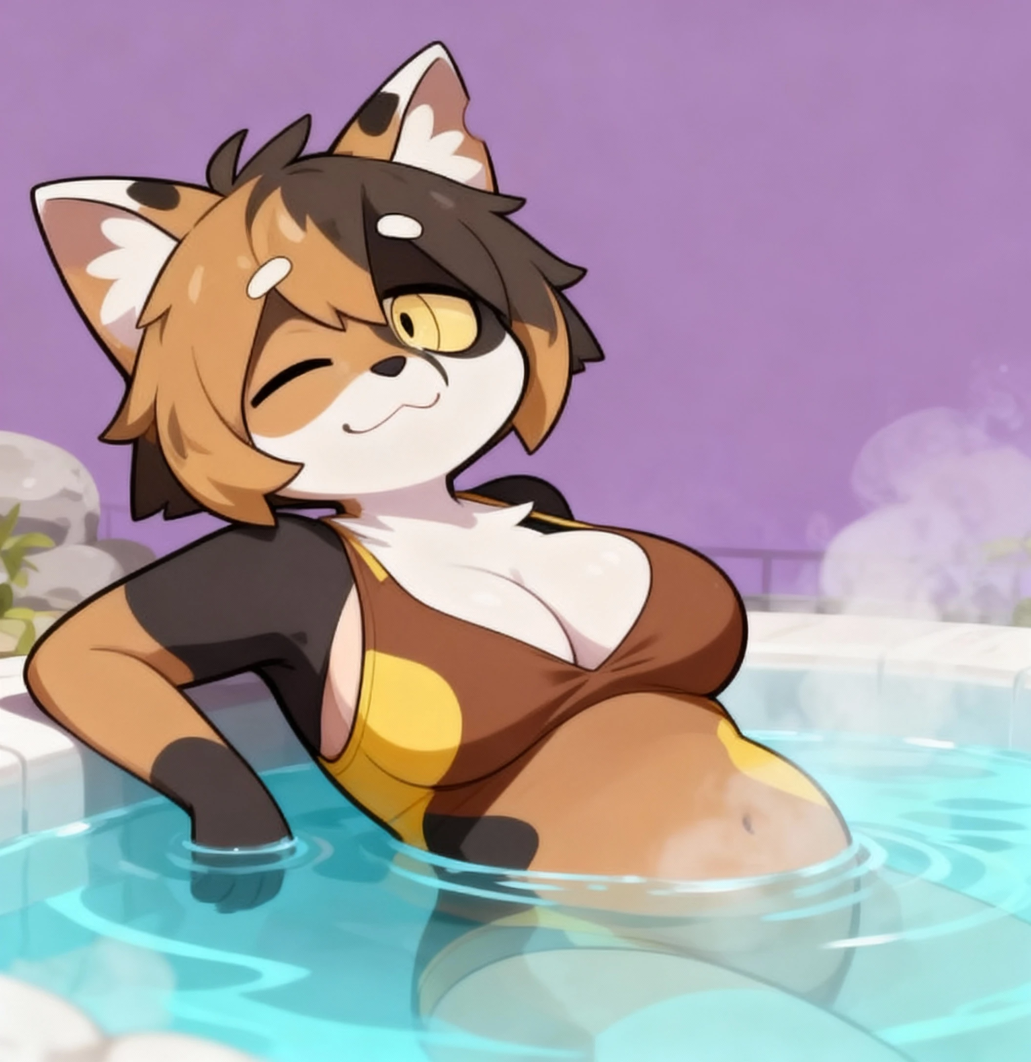 top quality, High-quality illustrations by John William Waterhouse, High-quality illustrations by Johannes Vermeer, masterpiece(detailed hot spring, detailed spa, bath, hot Water, steam:1.4)cinematic, depth of field, ray tracing, reflection in water, Mysterious and romantic atmosphere, caustics surface(reflecting, refraction, polarization:1.2)(highly detailed beautiful face and eyes)absurdres, perfect ???????(super cute girl, kemono, playing in the water)((Natural appearance at birth, towel))volumetric lighting, Milk protruding, ?????????, Wet clothes, Sheer clothing, Embarrassing, Show off, Cleavage(furry anthro:1.7)(Furry body, dog facial features, dog body features)(((very detailed body fur)))full body, smile, relax, flower, fruits, dramatic composition,