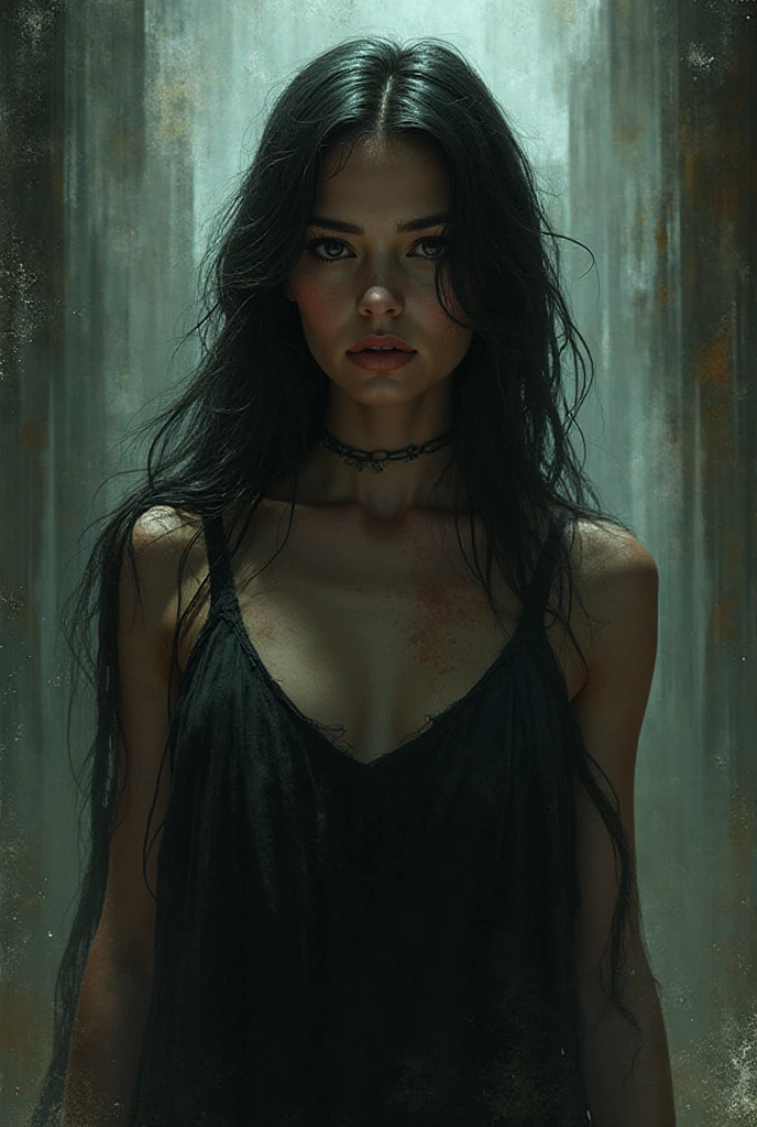 realist:1.3, perfect image quality, high definition and resolution,( fotorrealist, 8k, RAW Photos, Premium quality, masterpiece, epic lighting. close up, Centered image), (foreground),(masterpiece, Best Quality), woman 20 years young, Thai, face closeup, dark makeup, dirty white shirt, messy long hair, big breast, holding hair. dynamic movement, sitting on the ruins of a building, hard shadows portrait dark, highres, high quality, high resolution, hd, 4k, masterpiece, realistic, cinemaic light, background inside a burnt warehouse, thick black blood flowed from his eyes. His lips curved into a thin smile that seemed full of dark secrets.
