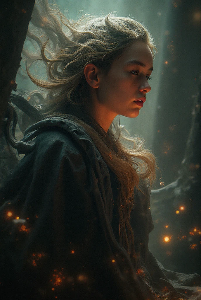 (masterpiece), cartoon, best quality，(photo_(medium):1.0), by Antonio J. Manzanedo, by Jeremy Lipking, lightning, in a surreal landscape, painting style with watercolor, Brushstrokes, black  eyes,colorful，vibrant colors,1 ultra hot gorgeous European woman. Blonde hair. Casual clothes.