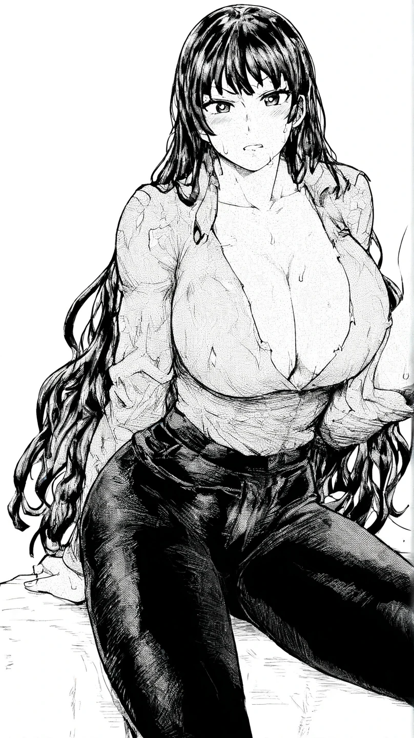 Make a naked woman with giant sized breasts 