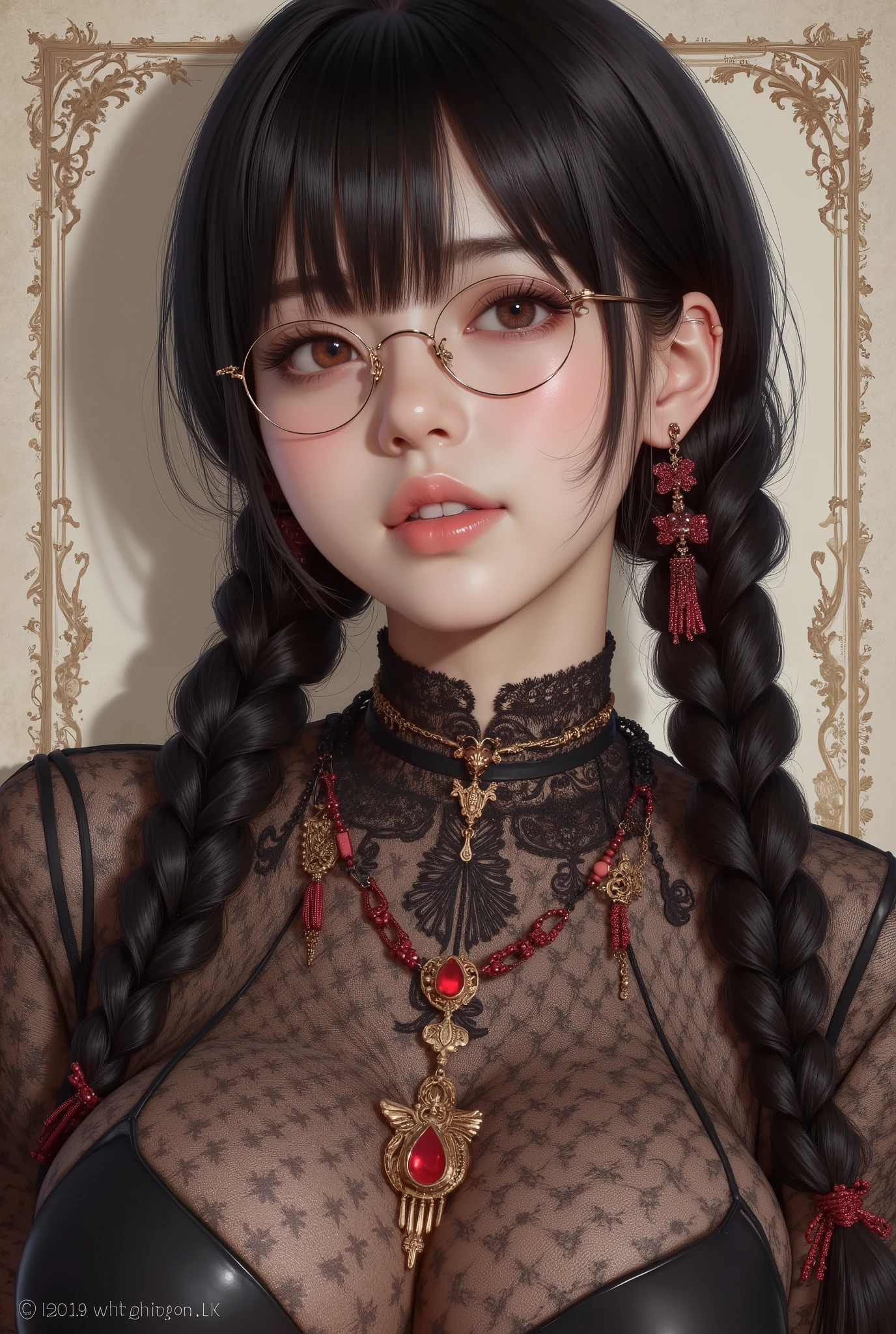 ( Highest Quality, best illustrations,high image quality:1.2), (Horror Fantasy:1.5), (ink and watercolor:1.5),(Ominous Scenery :1.5),(A lot of dust rises:1.5),( Dirt Track :1.5),(wonderful:1.5),(masterpiece:1.5), (Powerful figures:1.1、Big Breasts:1.3) 、 ((((glasses、best Shot, cute、 Red Eyes、 Evil Ruby's Cursed Necklace )))),(((glasses、Big Breasts、 braids)))、 cute face, raise eyebrows , ,(Fatal Beauty, charming beauty ) ,(Mysterious Charm:1.1),(Big Breasts、attractive silhouette), high image qualityテクスチャ 、High Quality Shadows、 beautiful and delicate face 、 beautiful, delicate, eyes are sticky liquid dripping 、 ray tracing 、 20th Generation、 cute K-POP girl、( The Face of Korea )、Thin face、( Ulzan-6500-v1.1:0.6)、 Face of Pure Loss _v1 , ( beautiful and delicate face , beautiful and delicate eyes, perfectly balanced face , high image quality skin , detailed skin, lens flares {x} perfect ratio 4 fingers to 1 thumb :1.25)、 DSLRs、 地獄から来たbeautiful悪魔女 , ATTRACTIVE GIRL , Real Girls, Gurwitz, Gurwitz-style Artwork , Girl Roleplay, Realistic 3d style, cgstation Popular Topics,, 8k portrait rendering BYMR. nomi ,(truth,truth:1.4,glassesの少女 :1.2)、cheek、 glossy lips, 1. オーバーサイズ comment: comment、 come up with an oversized design that covers shoulder to knee.。 navy blue or black are standard colors .、[ Soft khaki or beige , wait.、 Pick the right color for the season 。 2. choose the color that suits your skin : To protect yourself from the cold、 choose the color that suits your skin 、 ニットの質感と色を commentに合わせてください .。 3. ワイドレッグ pants: pants, choose a wide leg design 、combines mobility and style。Dark tone denim or black pants look great.。 4. knee-high boots: オーバーサイズ commentに含まれるもの、boots are black or dark brown Match the texture and color of the fashionable.、 Gives a stylish impression 。 5. accessories: The 。 Disney 、 long necklace 、6. handbag: handbag、let's match the color of your outfit.