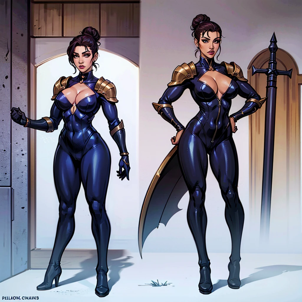 ((masterpiece)),(((best quality))),((character design sheet)), ((full body view)) illustration,1girl, muscular, ((black ????????:1.6)), superhero, (short curly red hair:1.4), (blue cape:1.4) ((detailed face:1.4)) beautiful woman, (short curly hair:1.6) (small head:1.2)(flat ???????:1.3)(blue thighhighs:1.3)shiny skin, (blue logo on ?????:1.4),scribbles and marks, (puffy lips:1.5), (full lips:1.4) (wide ????:1.3), big lips, detailed lips, (red gloves:1.2) rough sketches, pose, 8k,16k, (simple background, white background: 1.3)