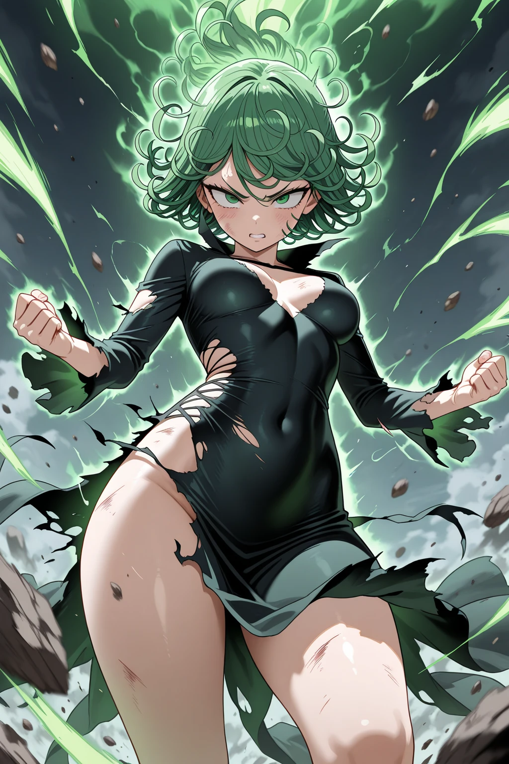 colorvsgrey, score_9, score_8_up, score_7_up, BREAK, 1girl, tatsumaki, pointing at viewer, disgust, <lora:Color-VS-Grey Pony&XL_epoch_1:1><lora:Color-VS-Grey Pony&XL_epoch_1:1>