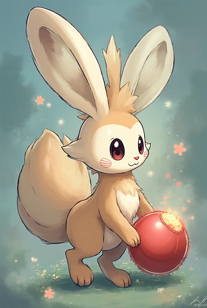 The rabbit Pokémon lopunny in a garden with the sunrise, , ears barely covering , , hot,