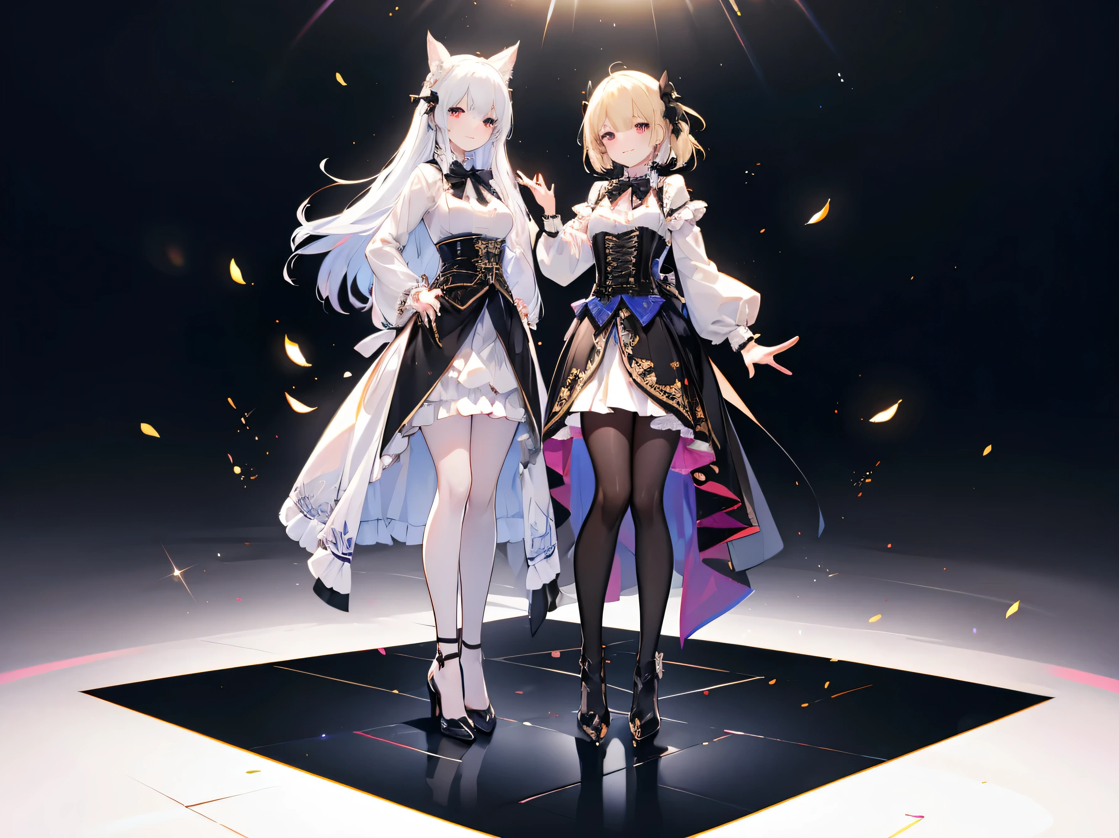 (masterpiece, Highest Quality, realに, work, very detailed, 8k), ((wide angle lens, Full Body female love)), 1 Girl,Light Makeup,Delicate appearance,smile,Full Body, old clothes, printed sash, white shirt, corset, long sleeve, collar, bow tie, black pantyhose, high-heel boots, simple background ,Standing posture ,Turn your face to the audience,Full Body portrait, (masterpiece 、 Highest Quality 、 real 、 work 、 Super Detailed 、 8k) 、 ((wide angle lens 、 Full Body女性愛)) 、 1 girl 、 Skincare 、 exquisite face 、 Smile Yan 、 Full Body 、 old clothes 、 Print Dress、 white shirt 、 corset 、 long sleeve 、 collar 、 bow tie 、 black pantyhose 、 High Heels Boots 、 simple background 、Front Standing Position 、 facing the audience 、 Full Bodyポートレート 、