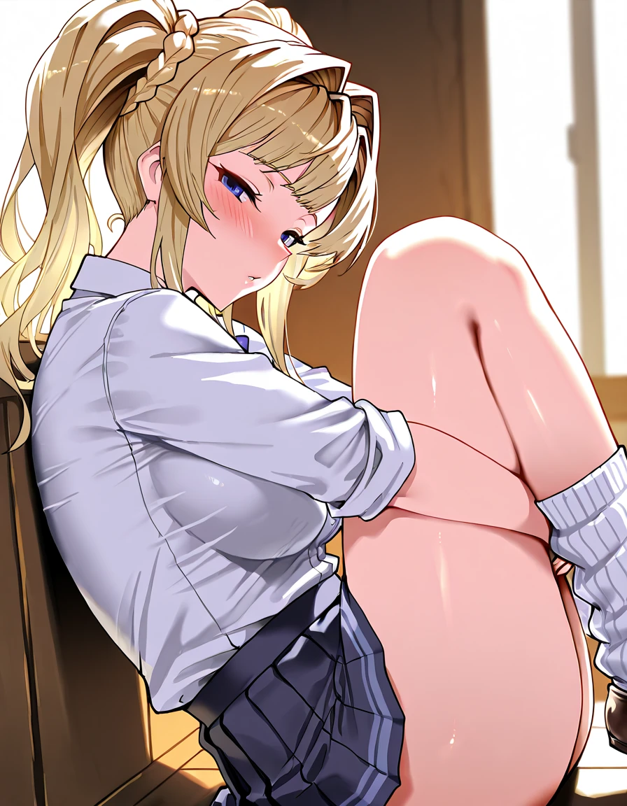 (Highest quality), (masterpiece), highly detailed, On the bed, lying on her back with her legs facing forward and her legs spread, she was wearing ??????????? long arm gloves, white garter stockings, a white short sleeve shirt, a yellow knit vest, and a gray pleated skirt that was turned up. She was sleeping unaware that she was having an ?????? and was convulsing. I shifted her ????????? to the side and inserted my ????? into her ?????? and violently inseminated her., whole body, Eyes that are evenly shaped, She has a full head of pubic hair, Beautiful ??????, White ????? is spilling out from the gap between her ?????? and my ????? inserted in her ??????., Blonde, Long Hair, Smaller ???????, Sleeping soundly with your eyes closed, Cross-section of uterus with small ????? pumping ????? into it,