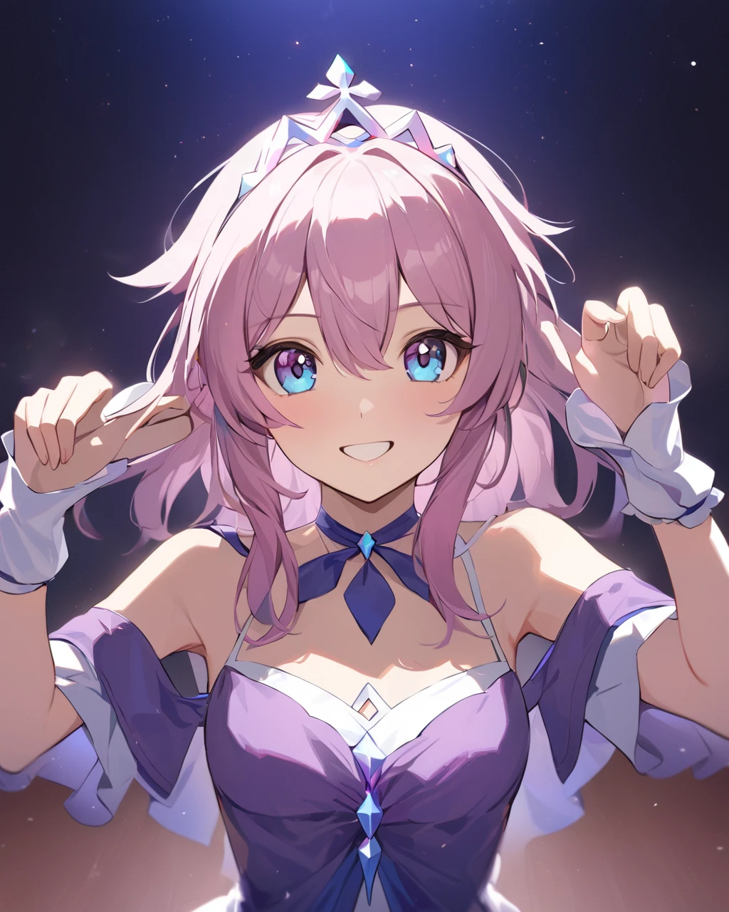 ((shylily)).masterpiece,best quality, insanely detailed, beautiful, exquisite, 16K, Full-HD, absurdres,whitebackground,((upper body,half body photo)),((smile,Happy:1.5)),((Sparkling fluffy layered ball gown)), (Grasp the hem of your dress and bow slightly),lots of flowers,((Surrounded by roses)),ruffles and rhinestones, ( table top, art station, fantasy art:1.2), Standing with an elegant smile，pastel colour,((giant white fairy wings))、white skin,gradient hair,hair in the wind, wavy hair,fluffy hair,tiara,lavender eyes, long eyelashes, beautiful eyes、light pink cheek,pointy ears, bright pupils,shining light, warm lighting,