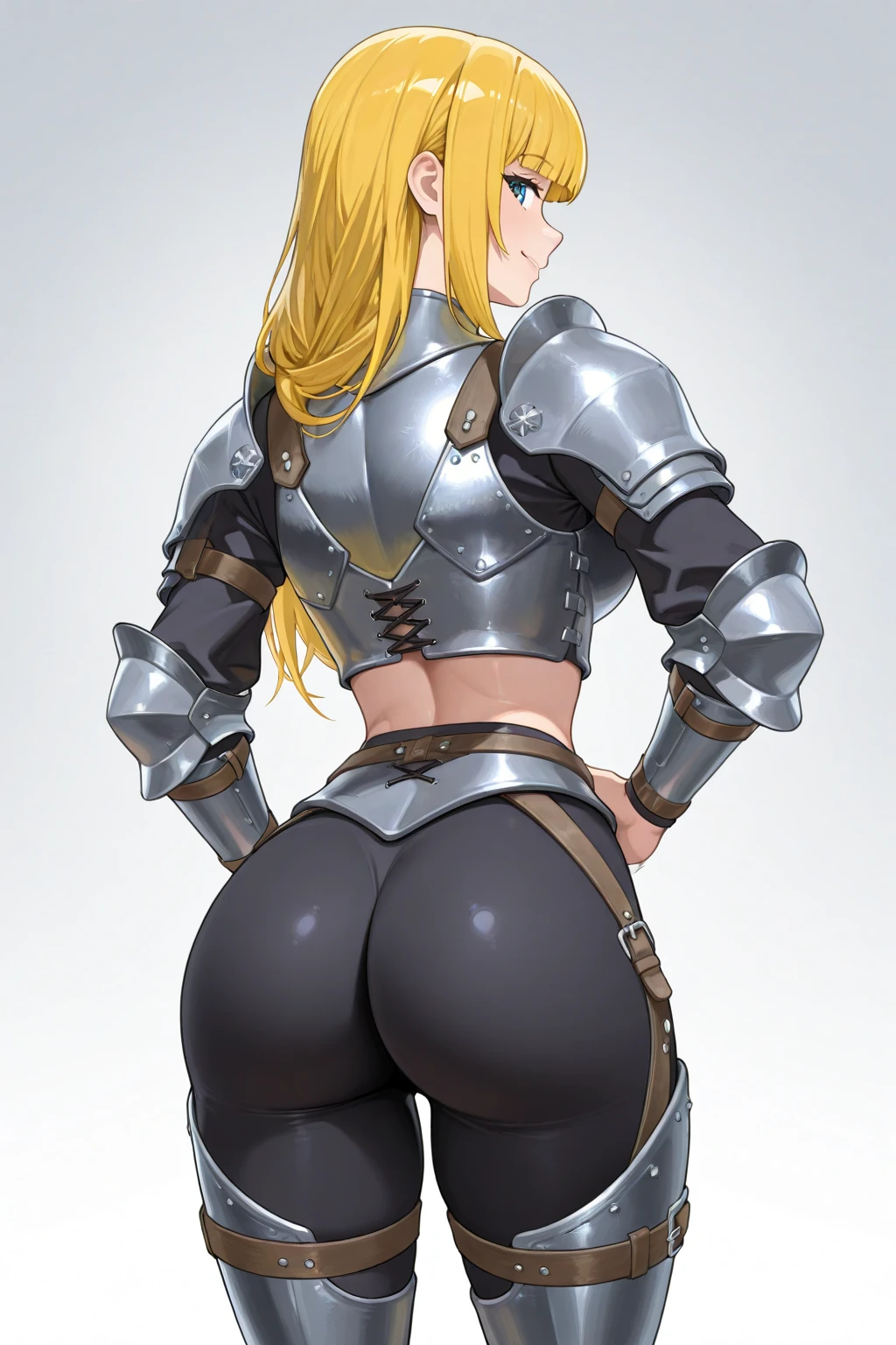 masterpiece, perfect quality, best quality, absolutely eye-catching, absurdres, highres, newest,  <lora:ecclesiaygoIllustriousXL:1>, 1girl, ecclesiadogmatika, cowboy shot, from behind,