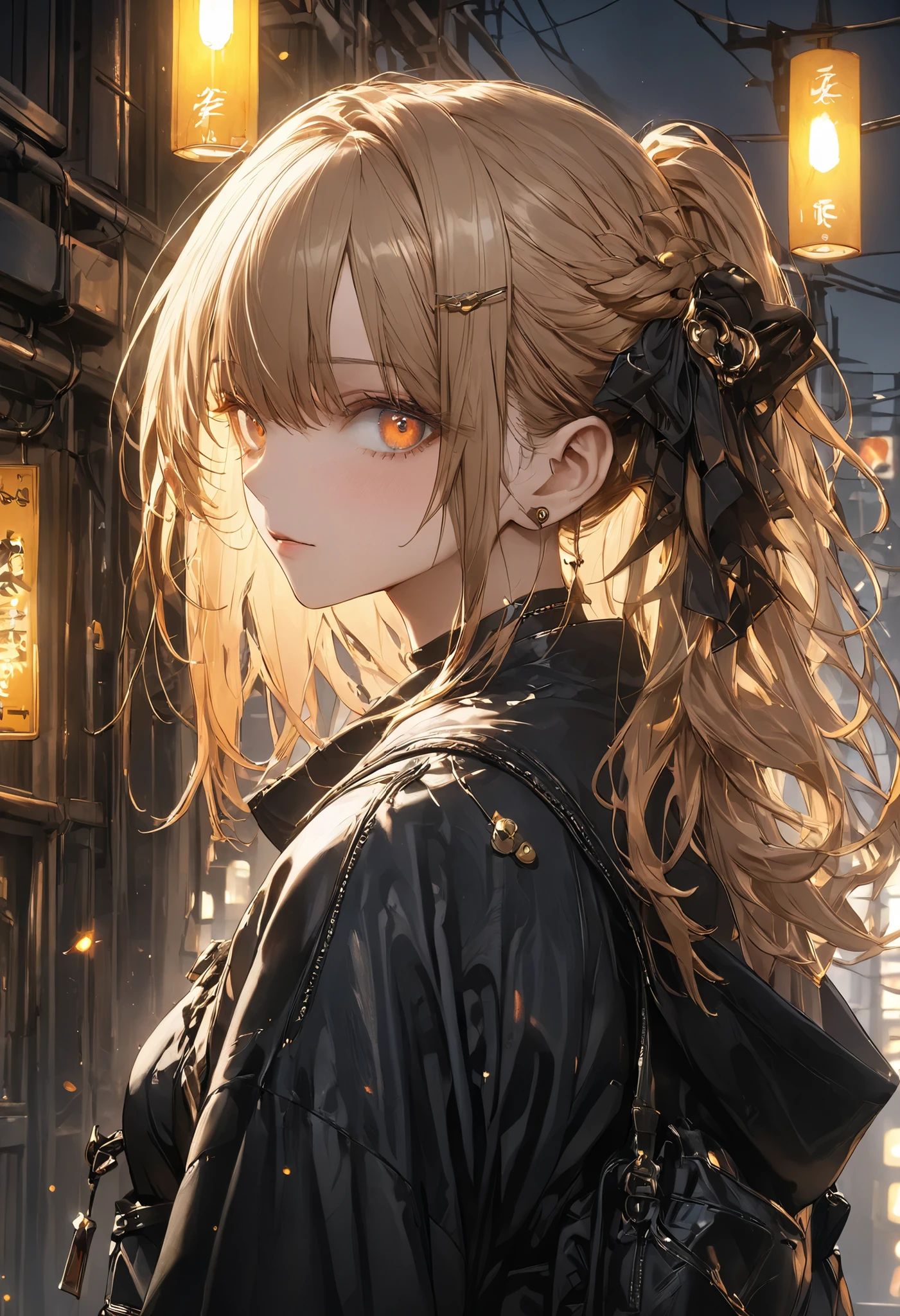 from the top of a small mountain、The factory in front of you、Factory night view、Jewel Illumination、Girl watching 、meteor、空から降り注ぐmeteor、無数のmeteor、masterpiece,(masterpiece),fuill body ,best quality ,(Highest Quality), cinematiclighting ,(cinematic lighting)、beautiful detailed eyes ,eye detail connected to an electric wire,uitra-detailed,(Super Detailed),highresolution, (high definition),8k,8K resolution,official art,(official illustration style),