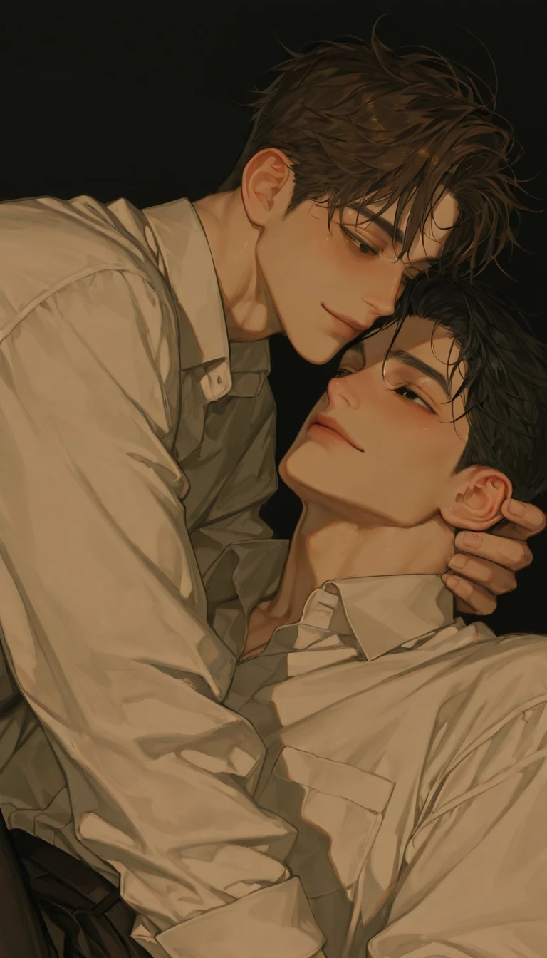 anime demon boy and human boy hugging each other in a hug, yaoi, sakimichan and makoto shinkai, by Eizan Kikukawa, makoto shinkai and (cain kuga), high quality fanart, guweiz and makoto shinkai, conrad roset and makoto shinkai, kissing together cutely, two anime handsome men