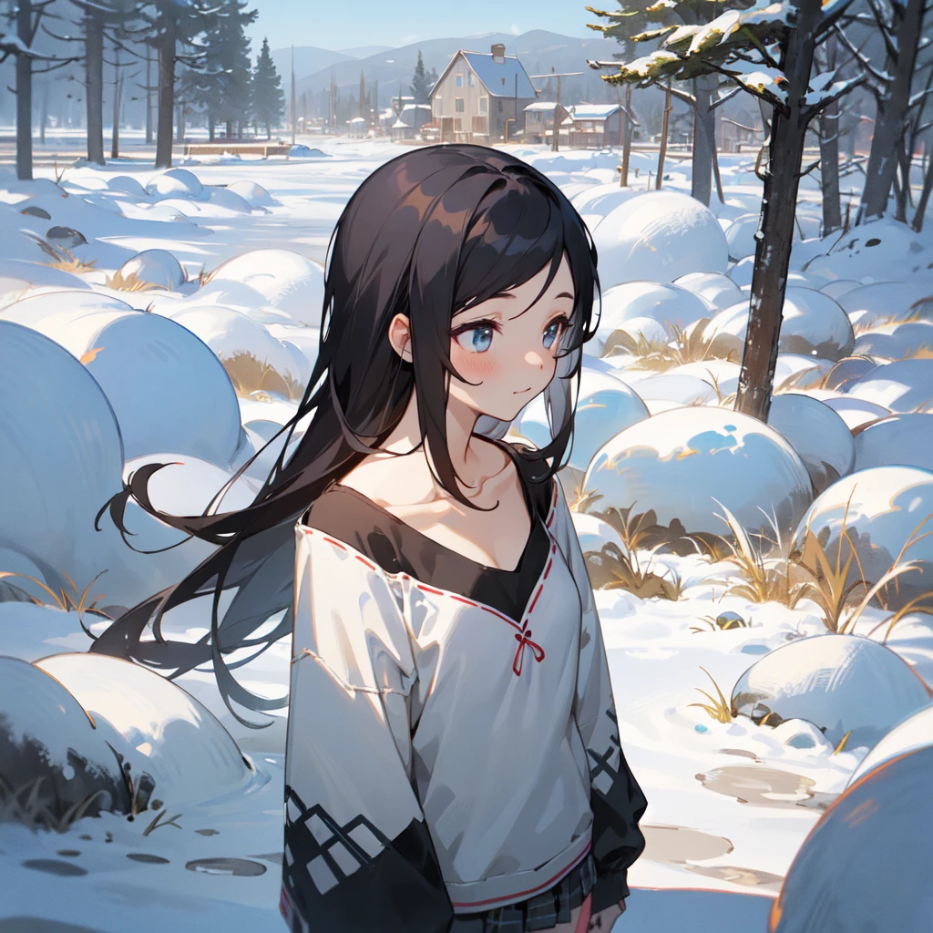 is, Azusa Nakano, Black Hair, (Brown eyes:1.5), Long Hair, ,Twin tails,smile,smile,blush,White Breath,
Open your mouth,snow,Ground bonfire,, Outdoor, boots, snowing, From the side, wood, suitcase, Cape, Blurred, , forest, White handbag, nature,  Squat, Mouth closed, Cape, winter, Written boundary depth, Black shoes, red Cape break looking at viewer, Upper Body, whole body, break Outdoor, forest, nature, break (masterpiece:1.2), Highest quality, High resolution, unity 8k wallpaper, (shape:0.8), (Beautiful and beautiful eyes:1.6), Highly detailed face, Perfect lighting, Extremely detailed CG, (Perfect hands, Perfect ),